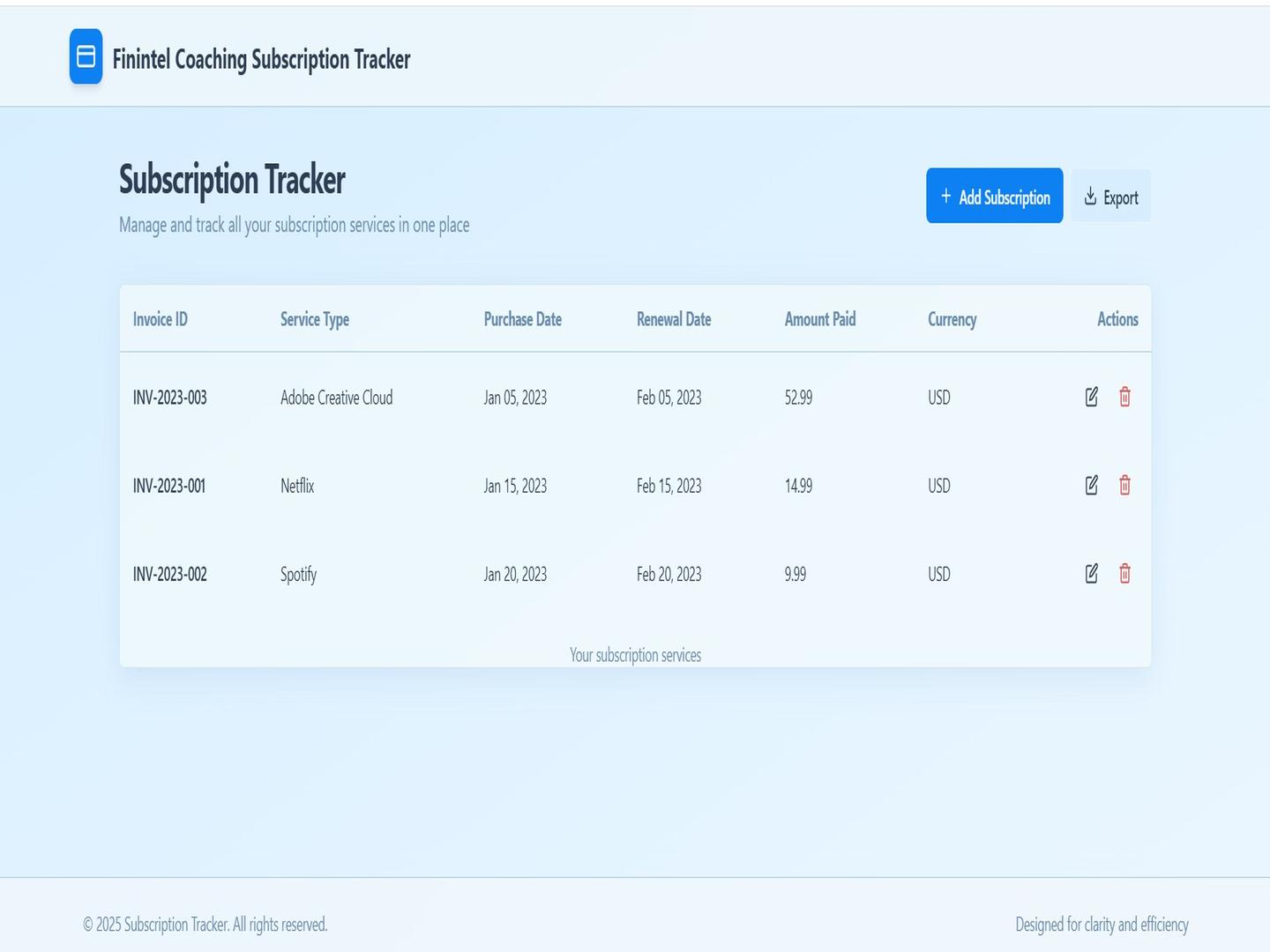 Subscription Tracker