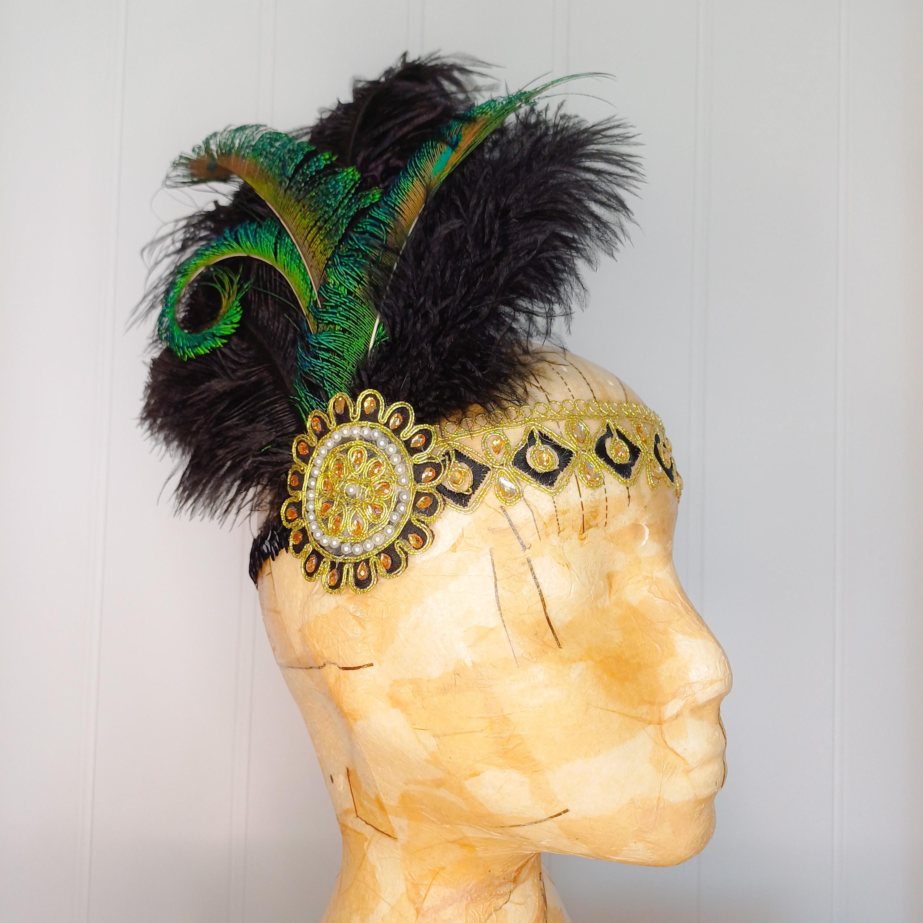 Flapper-style feathered headband