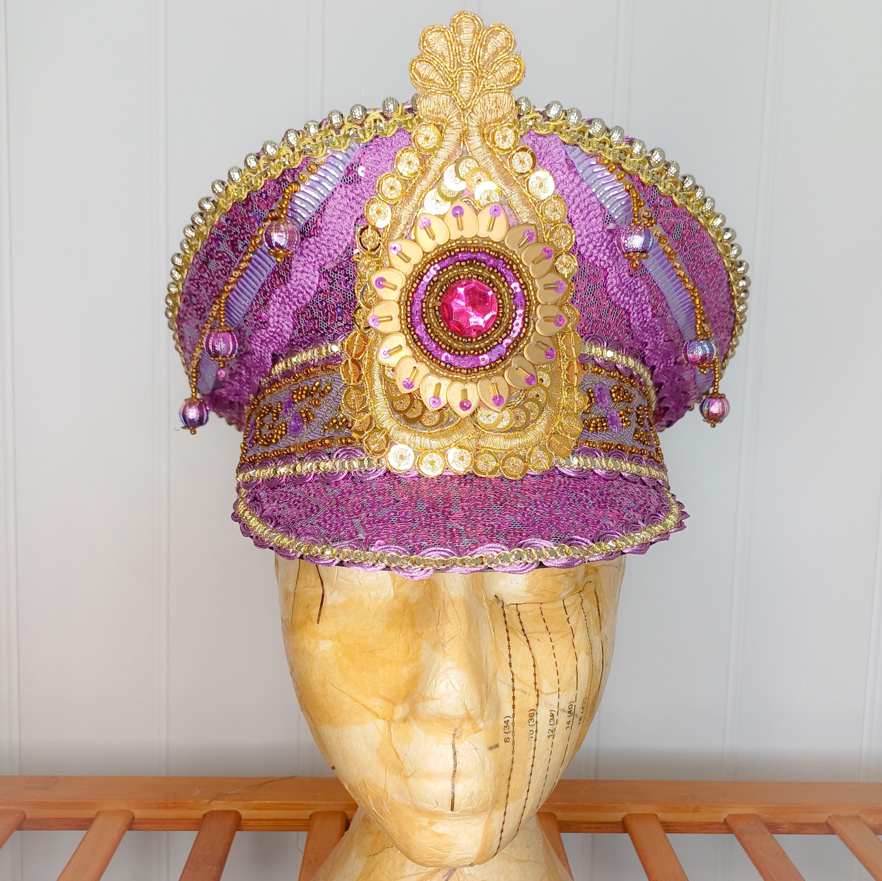 Purple sequinned captain's hat
