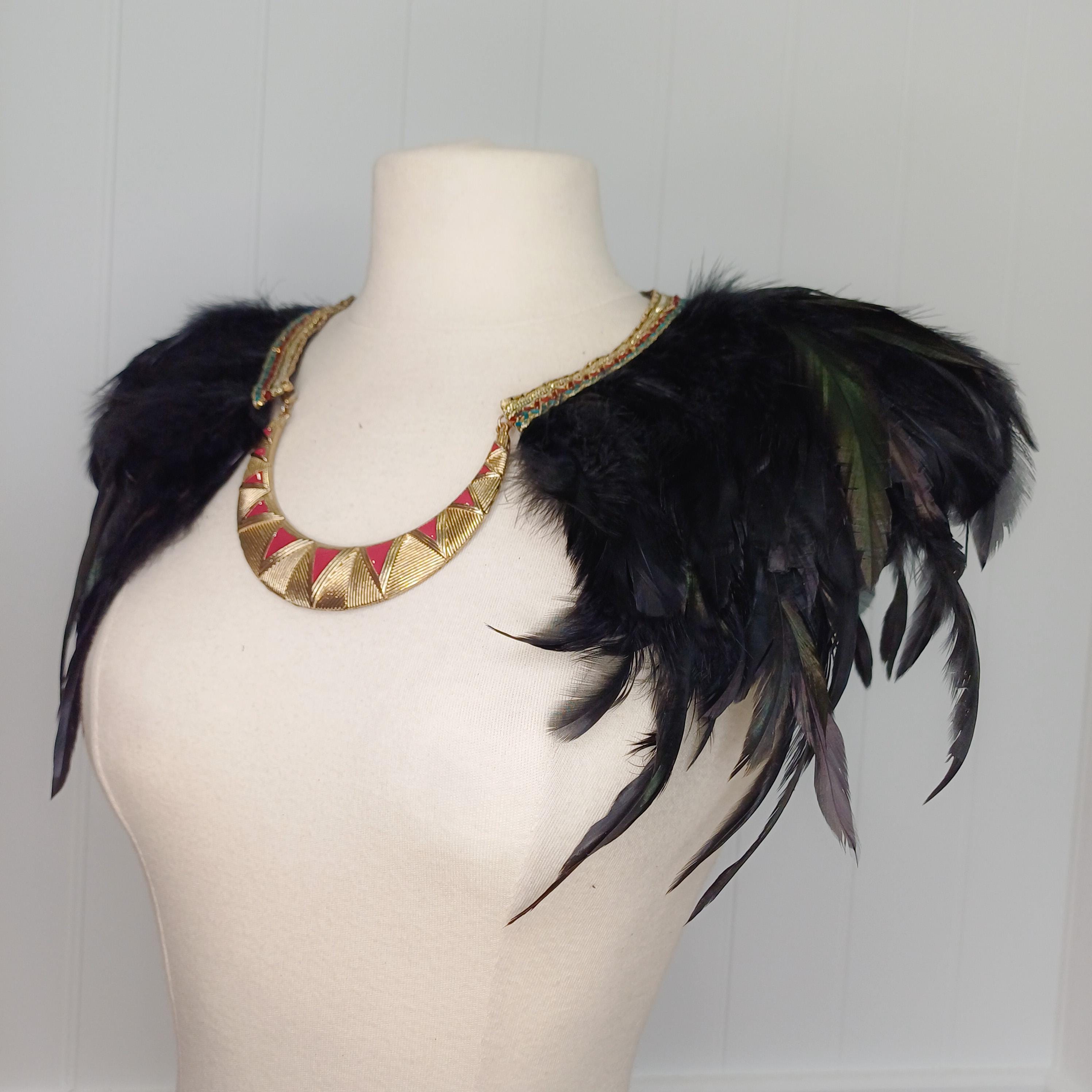 Feather collar with statement necklace