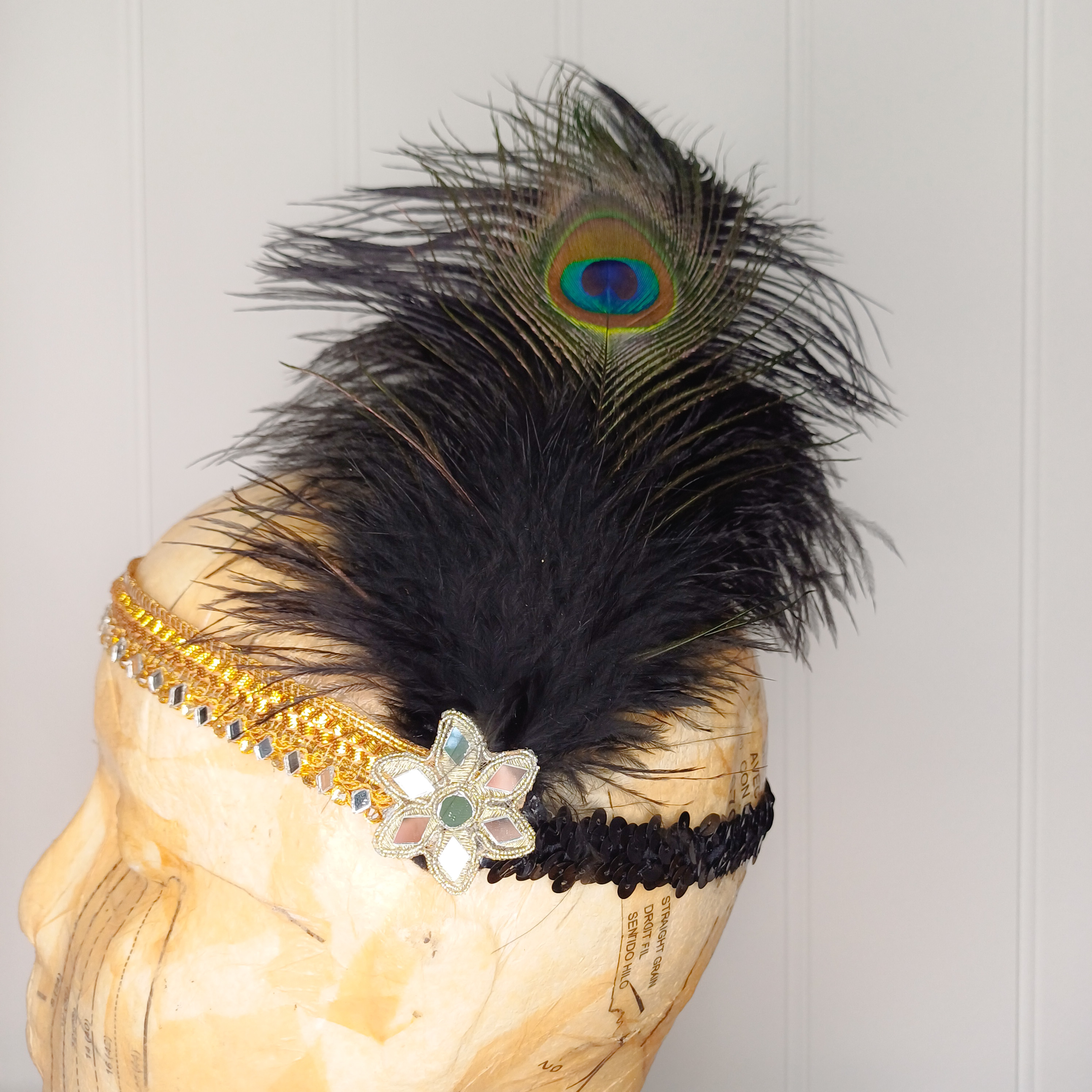 Flapper-style feathered headband