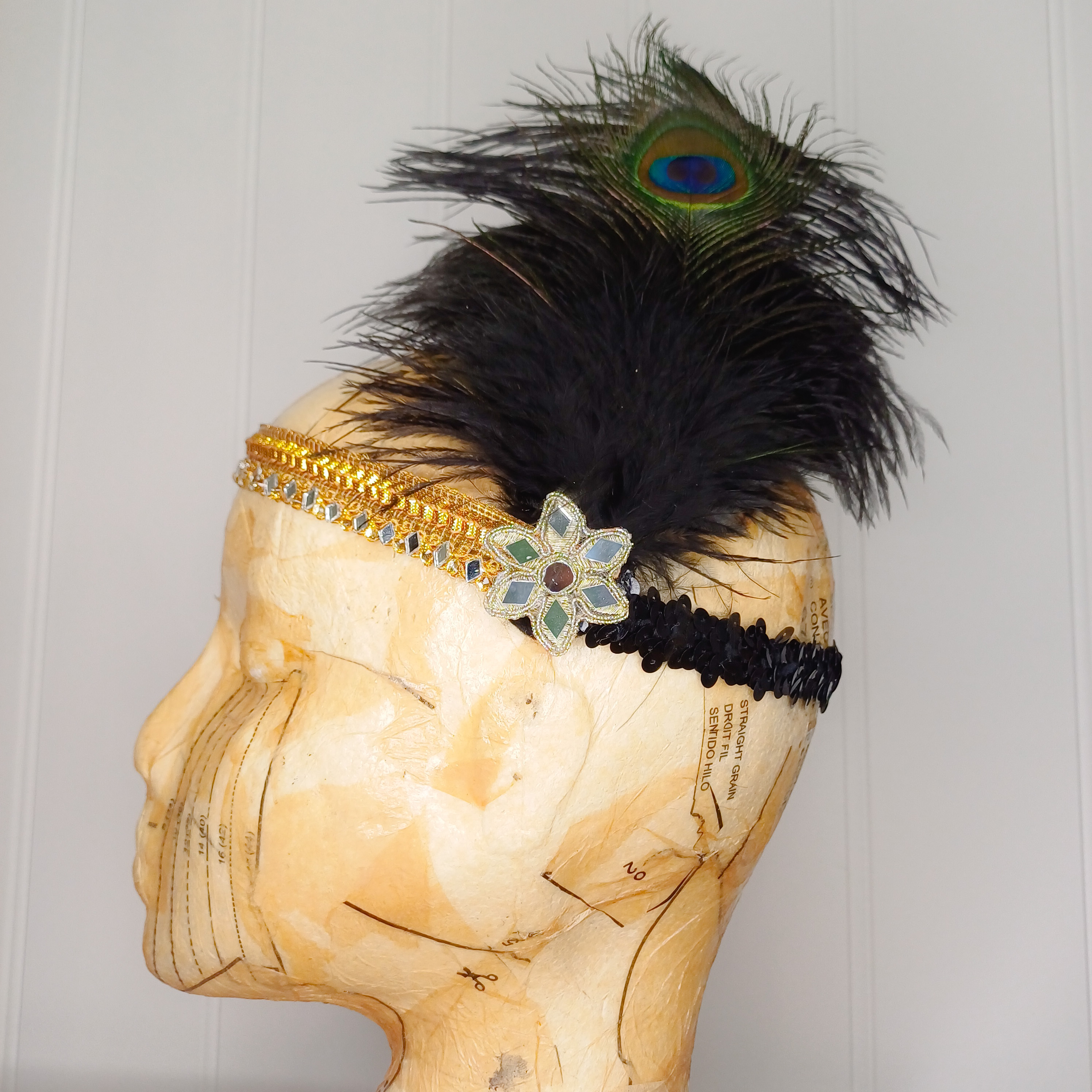 Flapper-style feathered headband