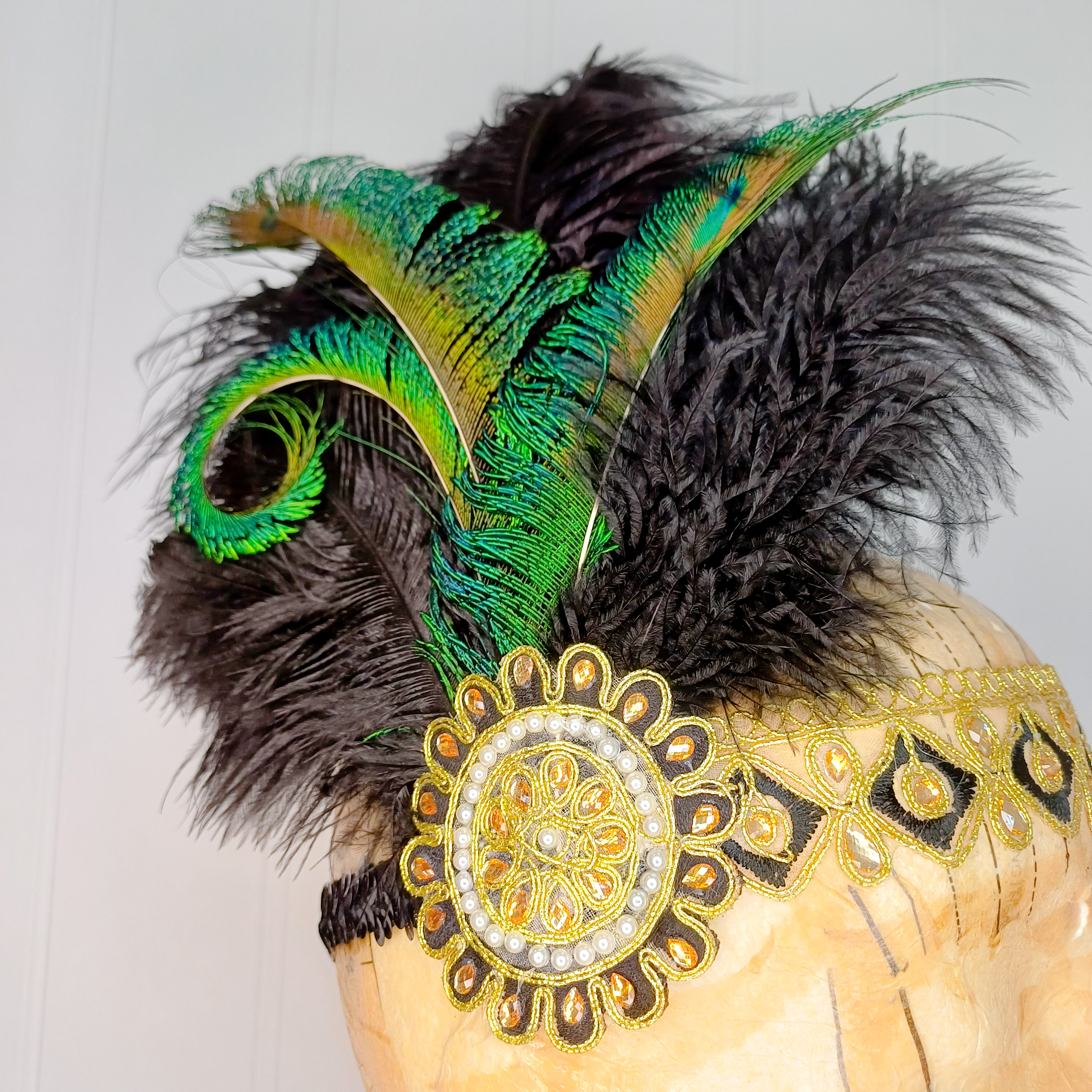 Flapper-style feathered headband