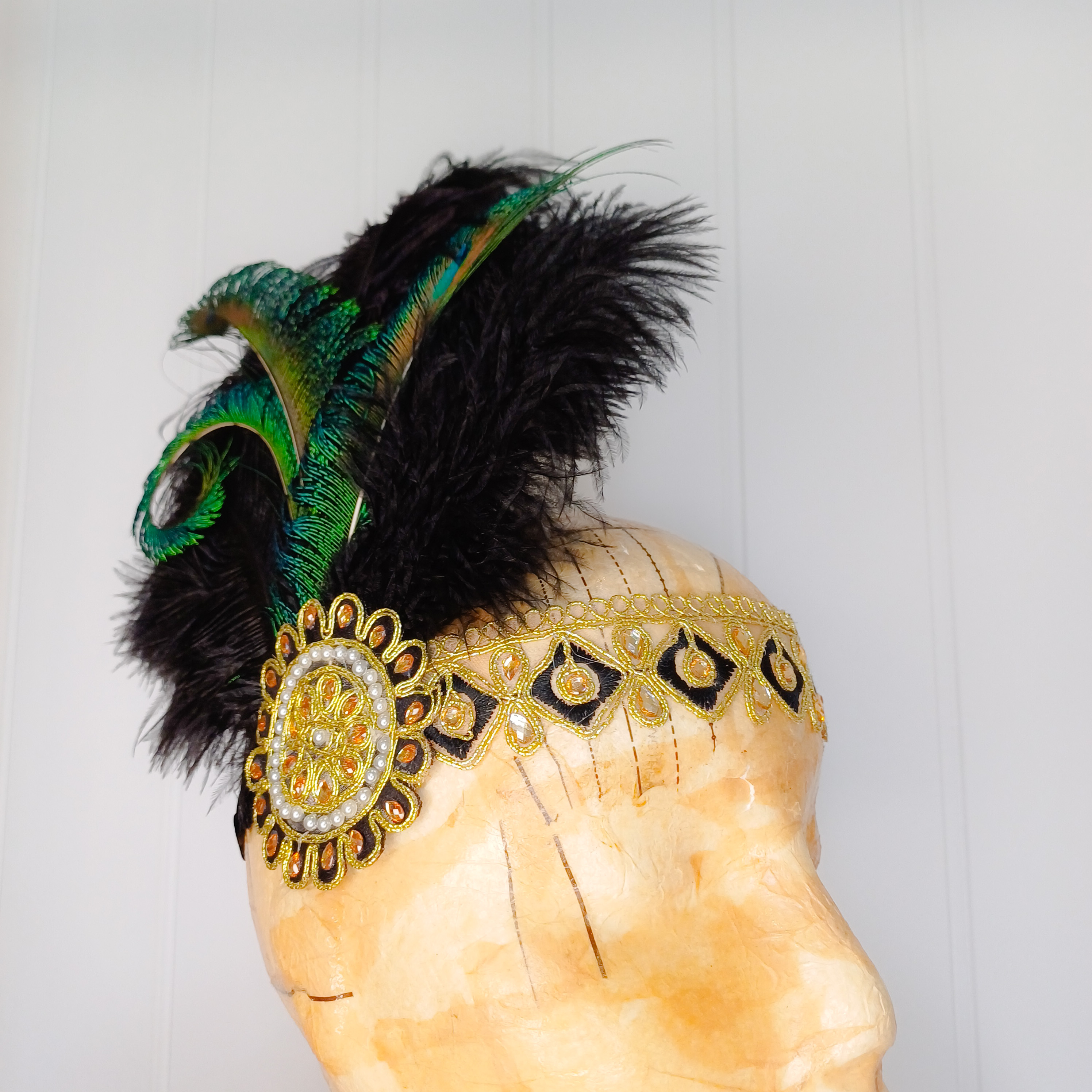 Flapper-style feathered headband