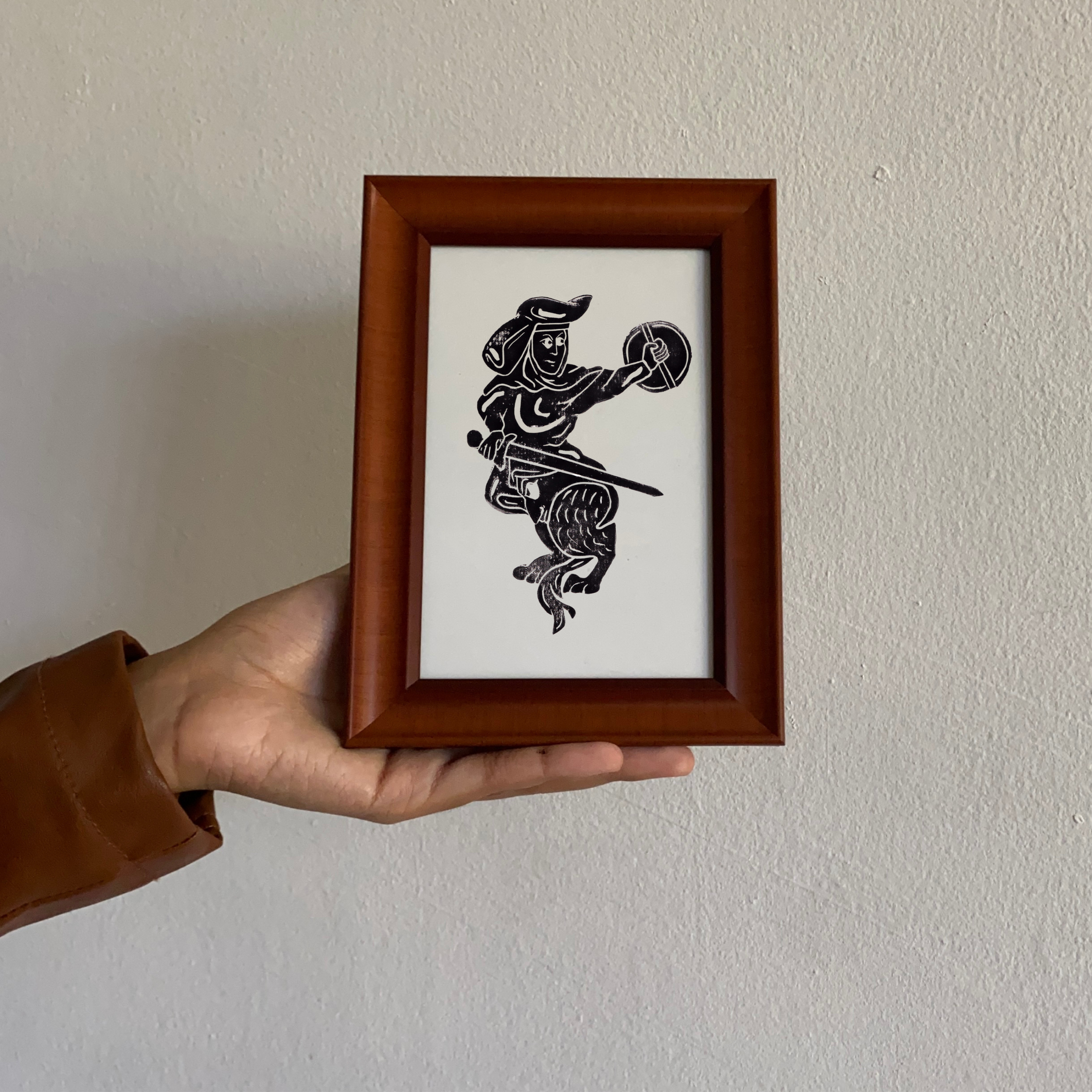 Medieval Marginalia A5 Original Linocut Print