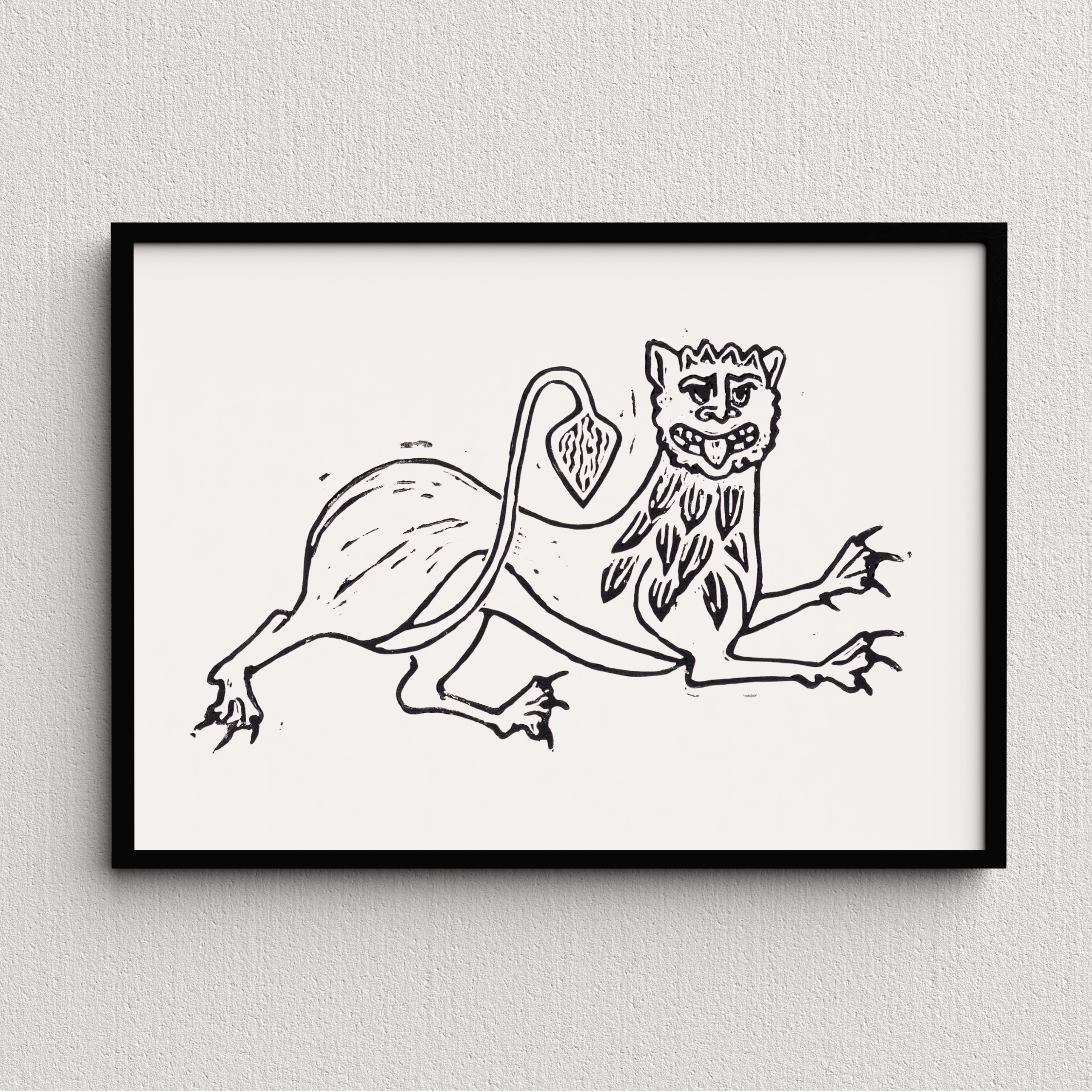 Medieval Marginalia A5 Original Linocut Print