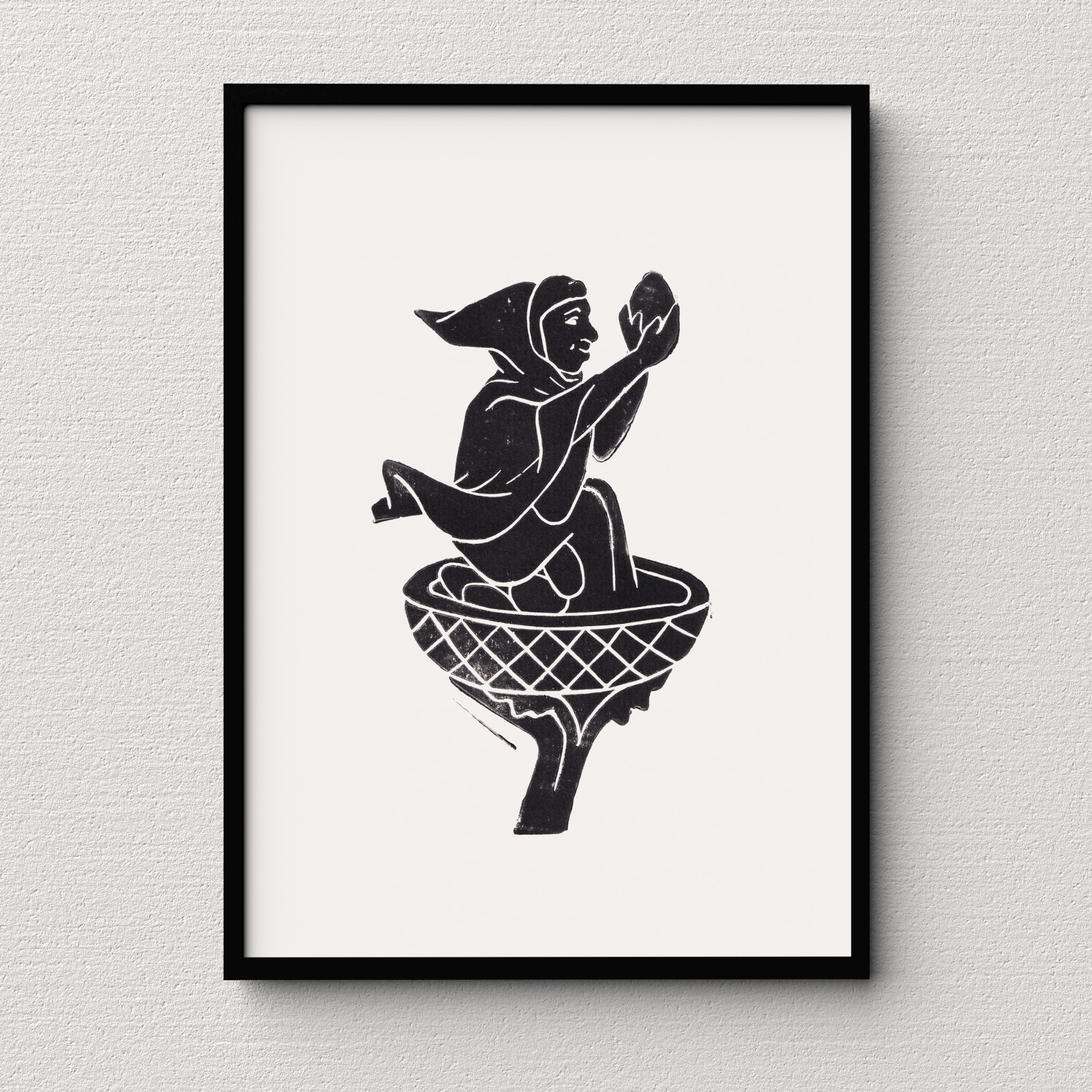 Medieval Marginalia A5 Original Linocut Print