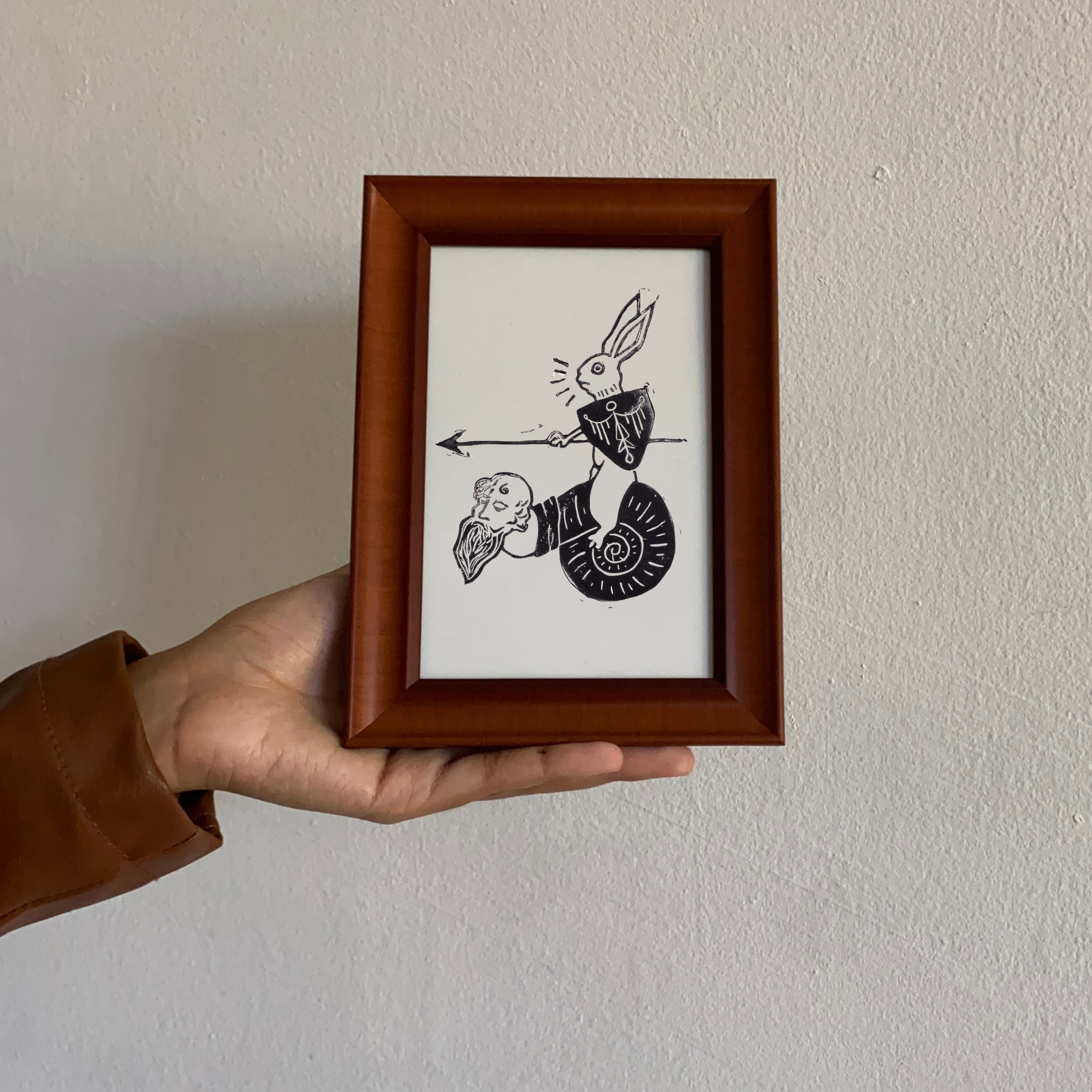 Medieval Marginalia A5 Original Linocut Print