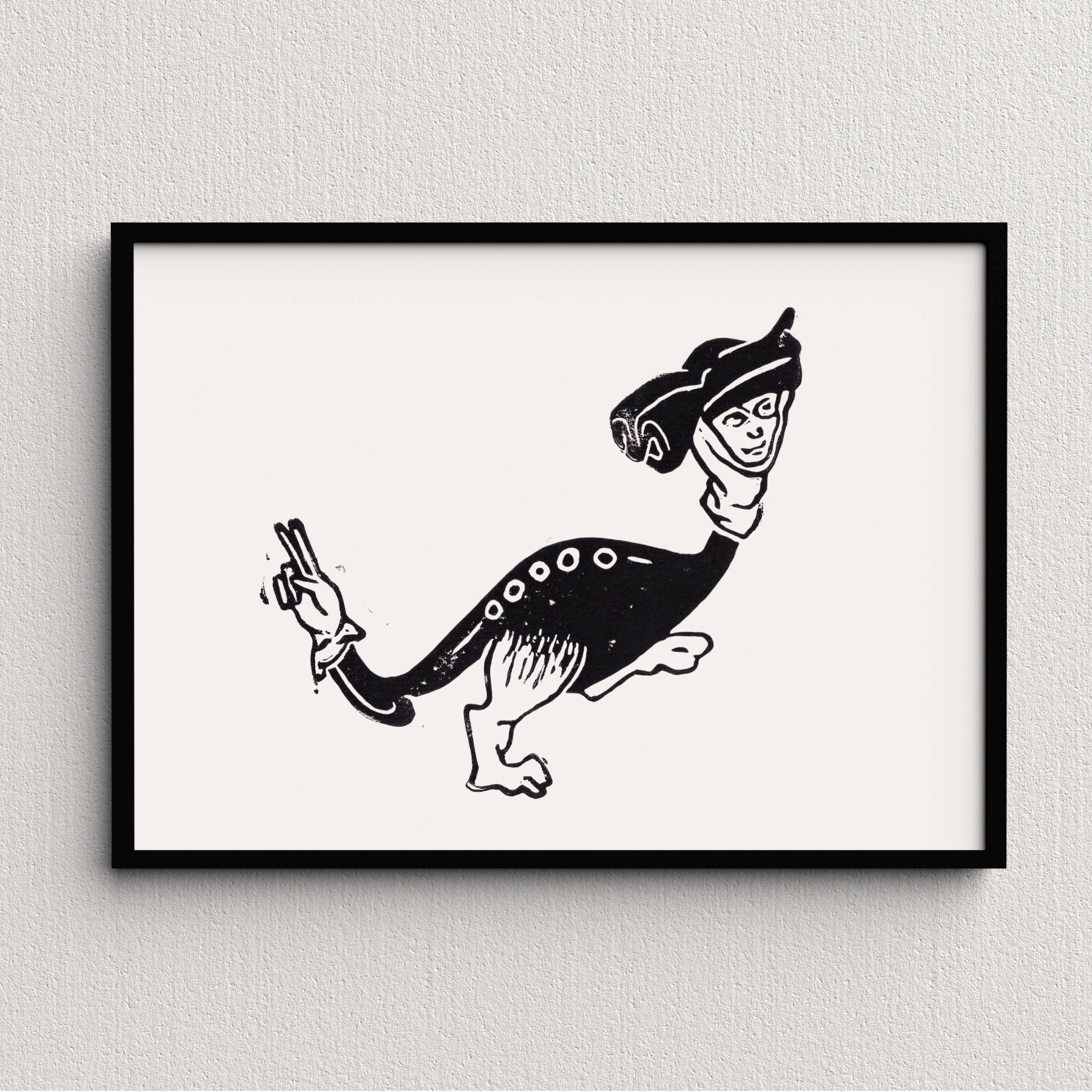 Medieval Marginalia A5 Original Linocut Print