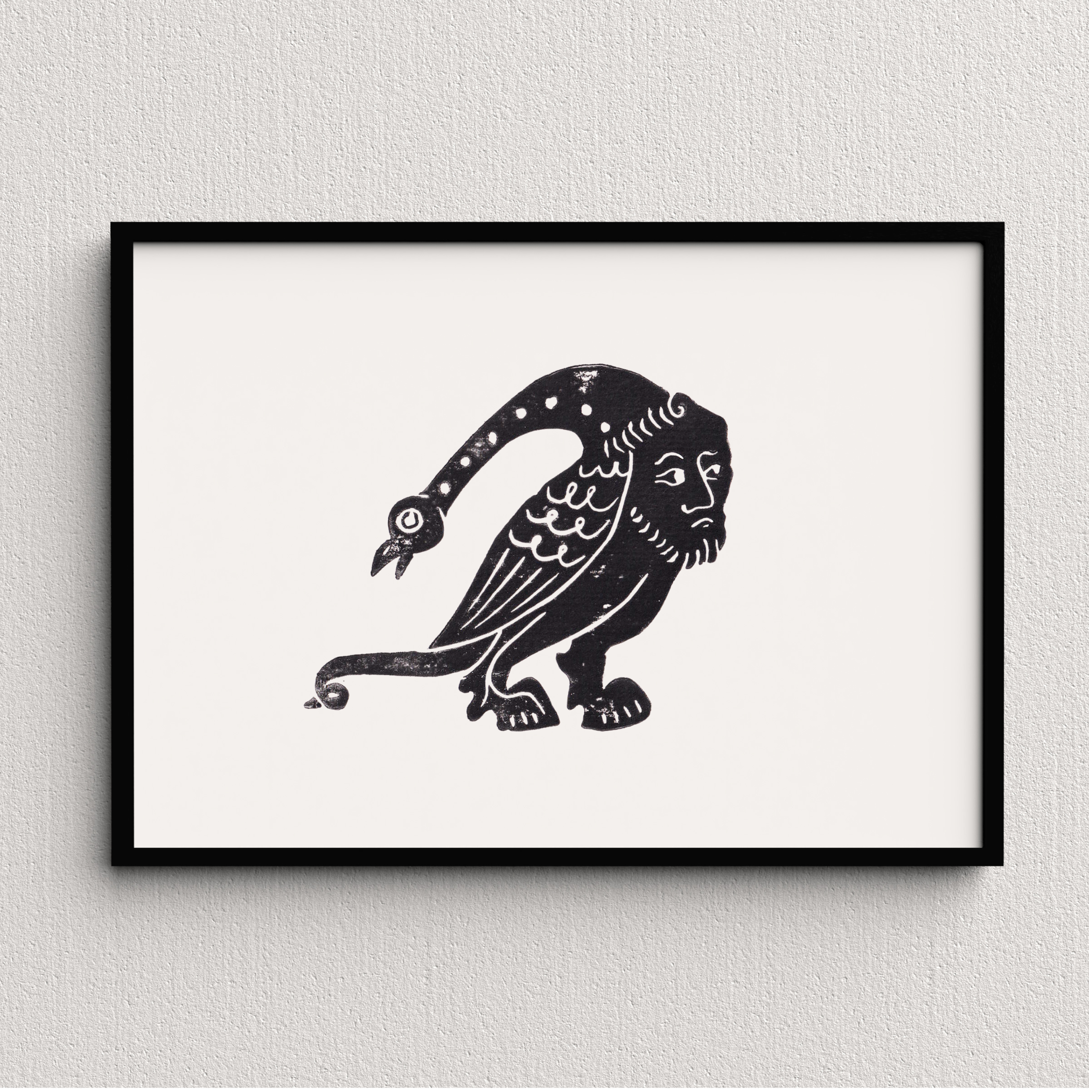 Medieval Marginalia A5 Original Linocut Print