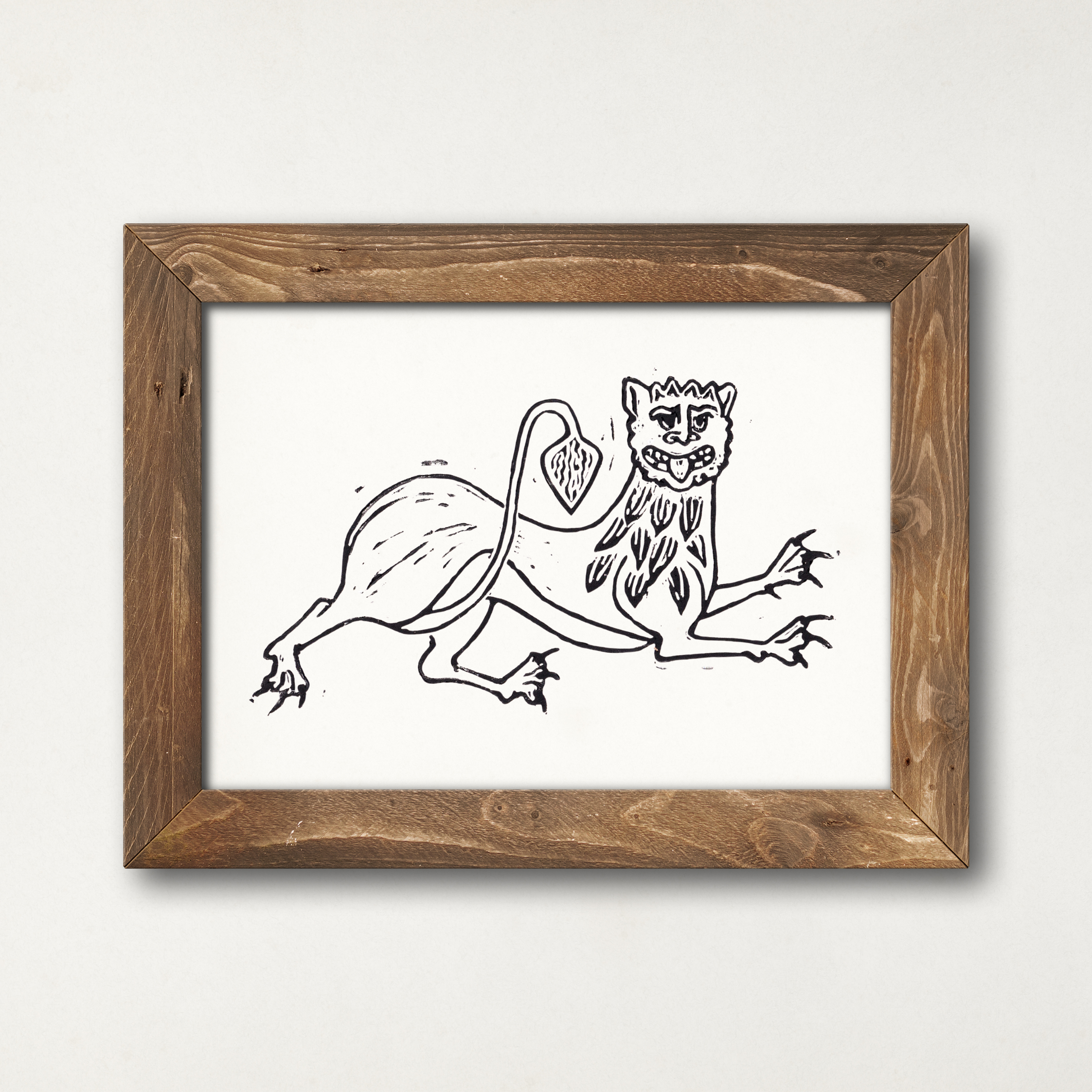 Medieval Marginalia A5 Original Linocut Print