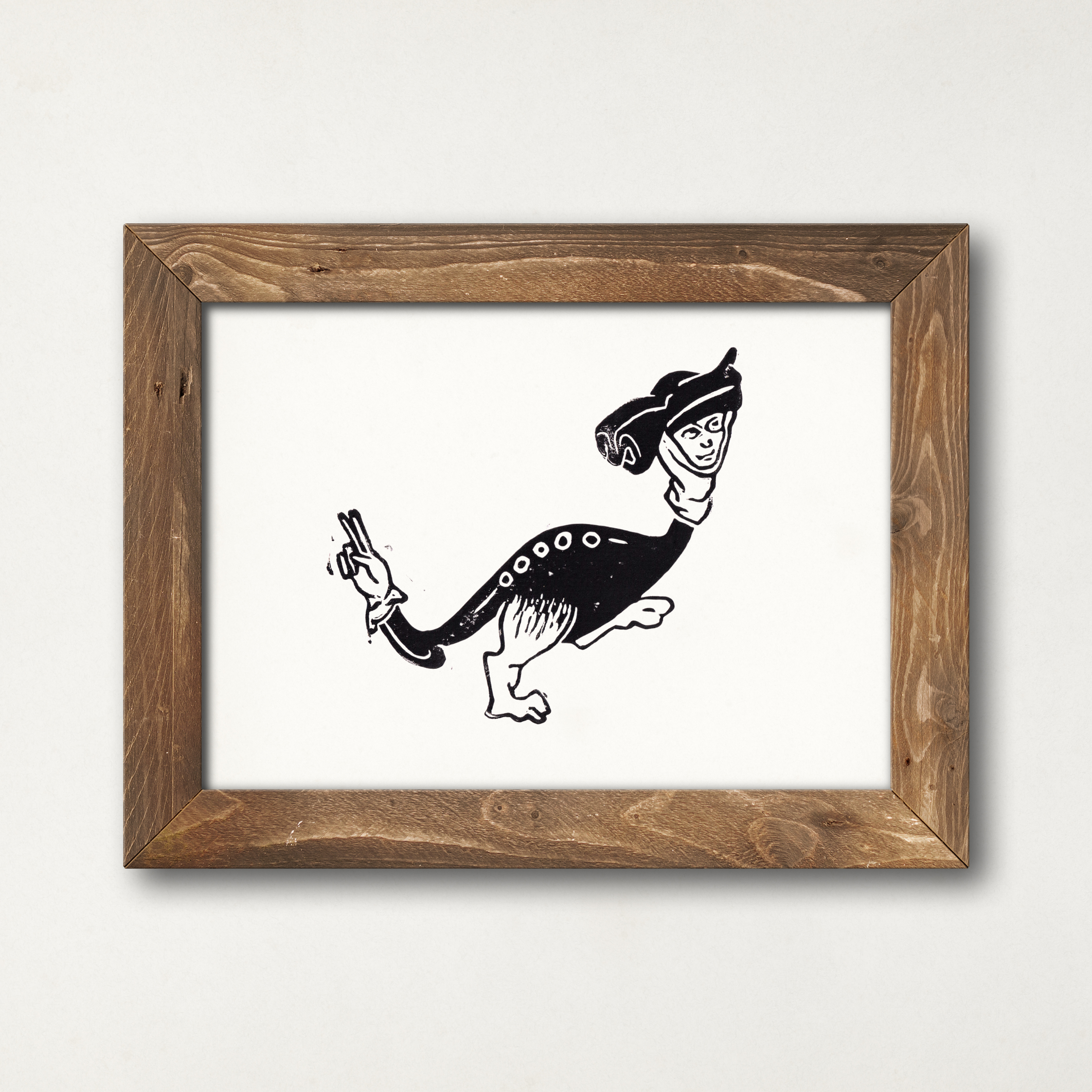 Medieval Marginalia A5 Original Linocut Print