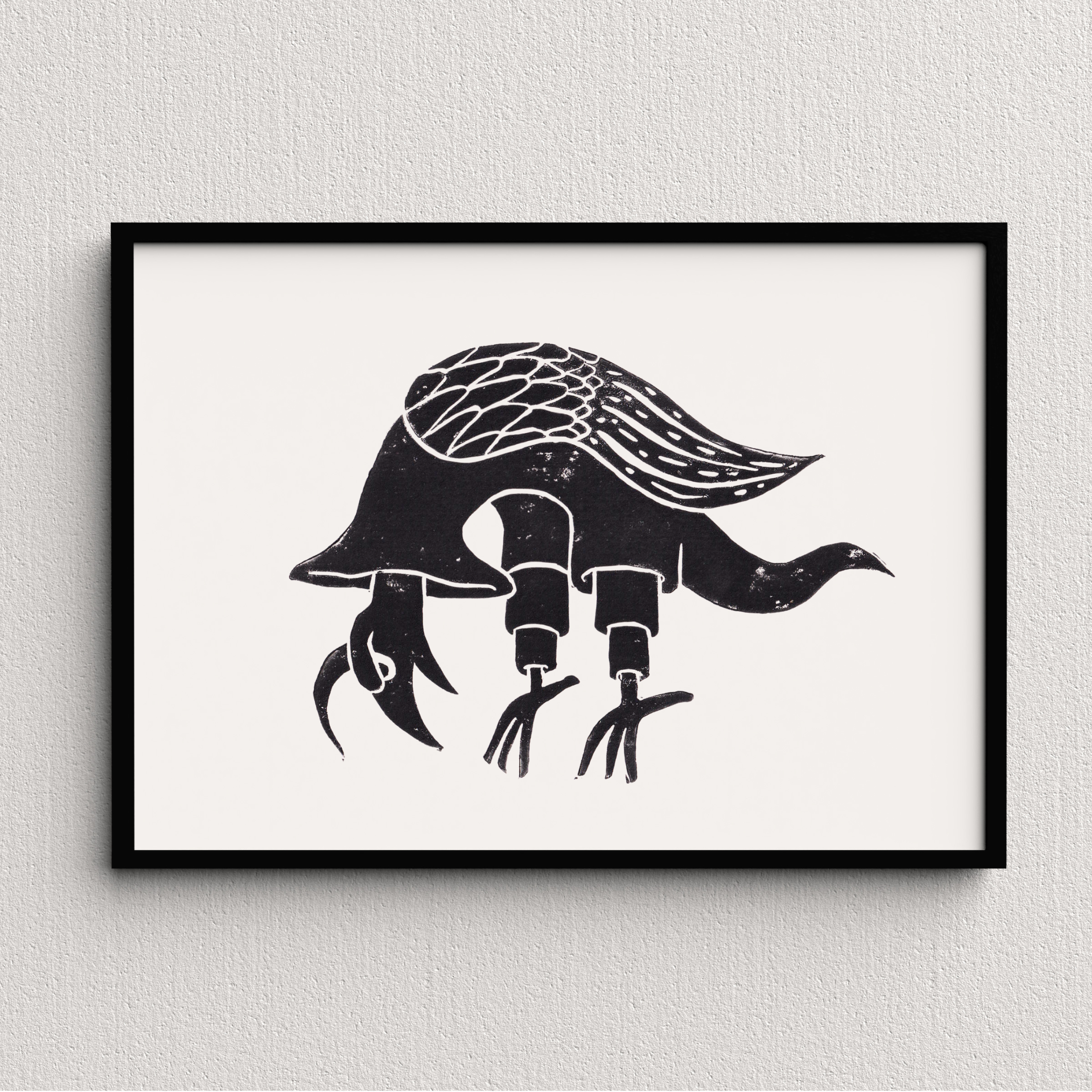 Medieval Marginalia A5 Original Linocut Print