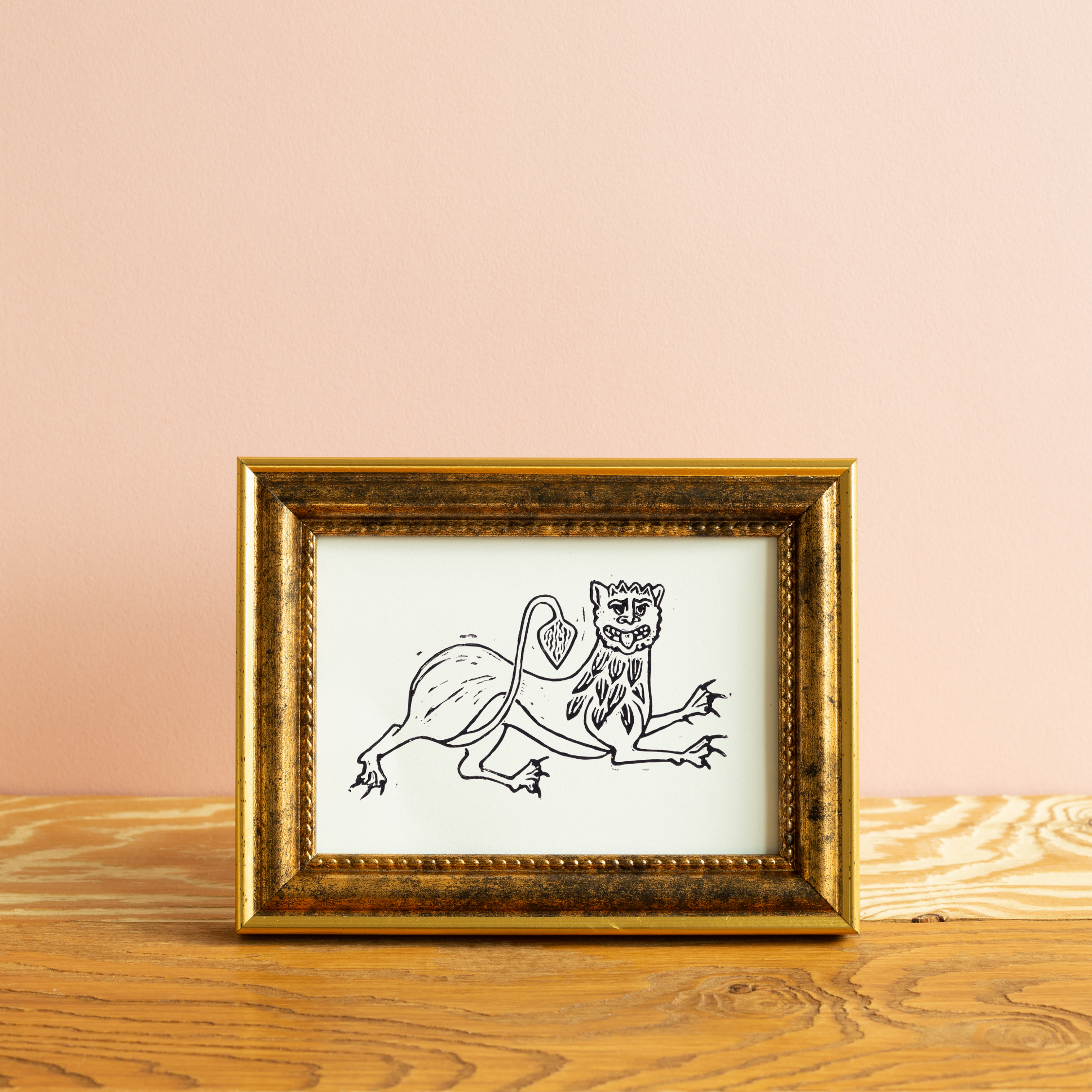 Medieval Marginalia A5 Original Linocut Print