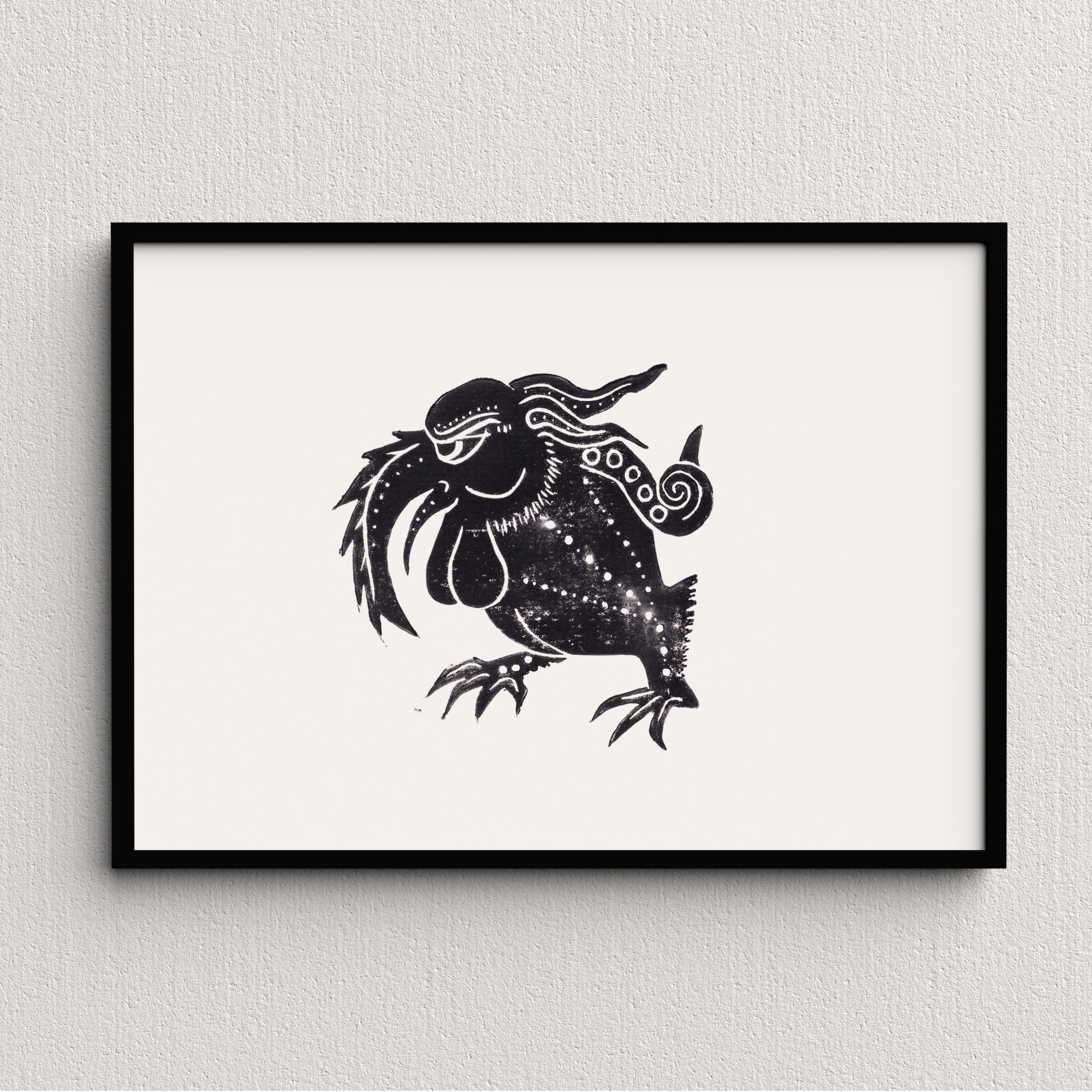 Medieval Marginalia A5 Original Linocut Print