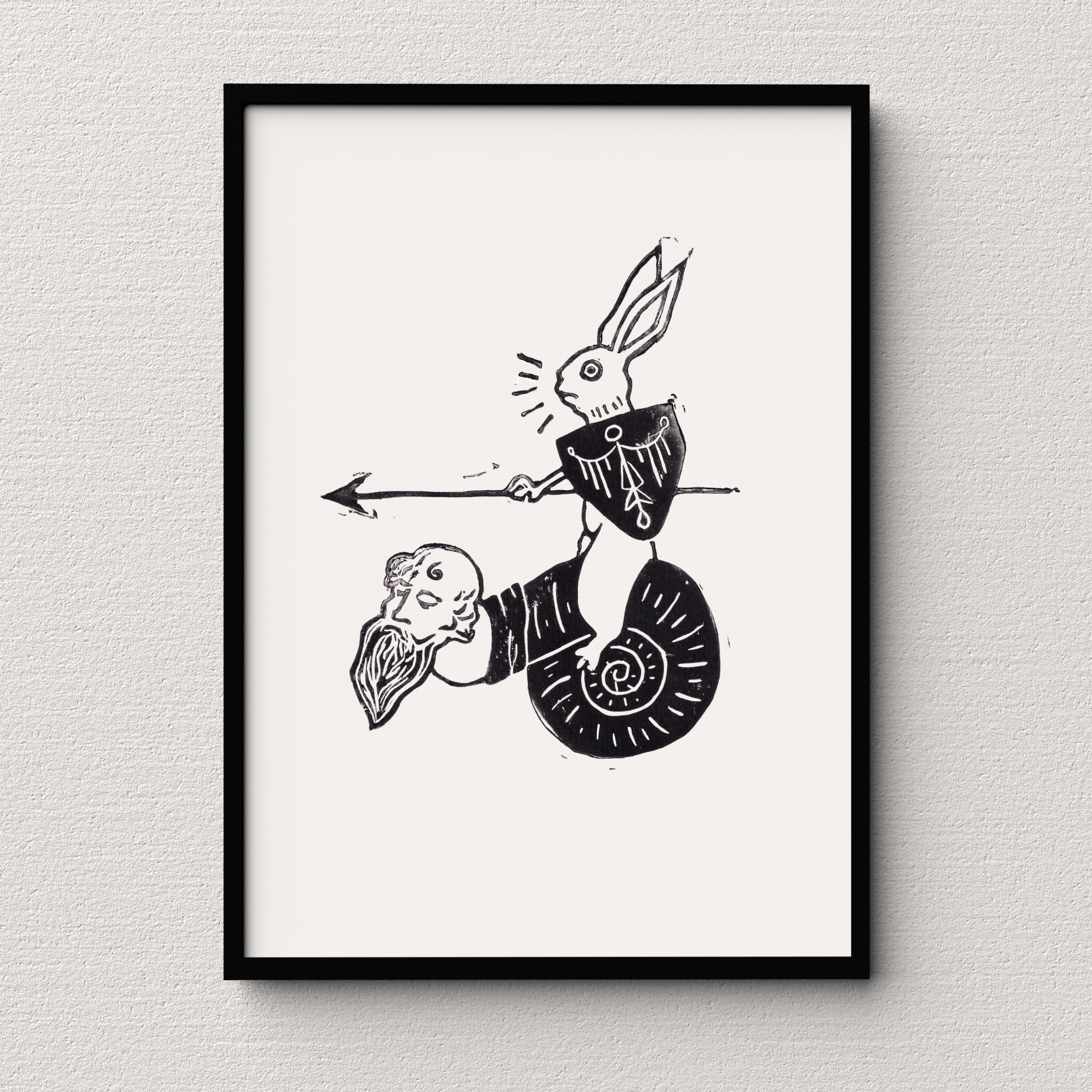 Medieval Marginalia A5 Original Linocut Print