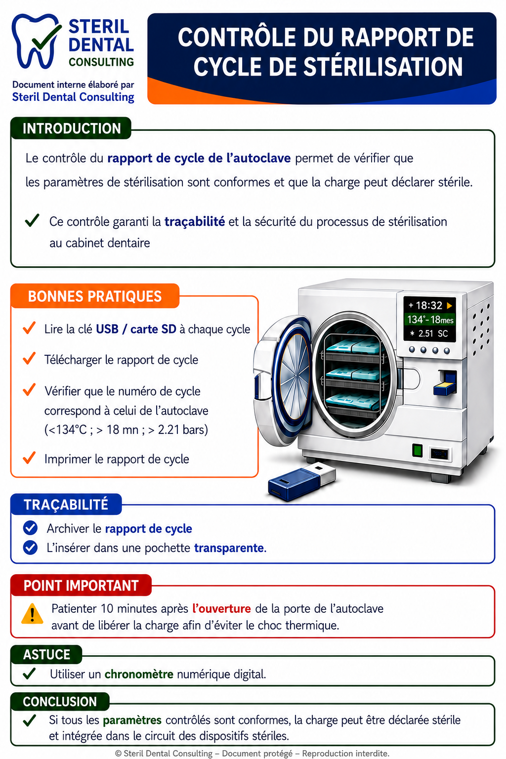 LECTURE D'UN RAPPORT DE CYCLE D'AUTOCLAVE