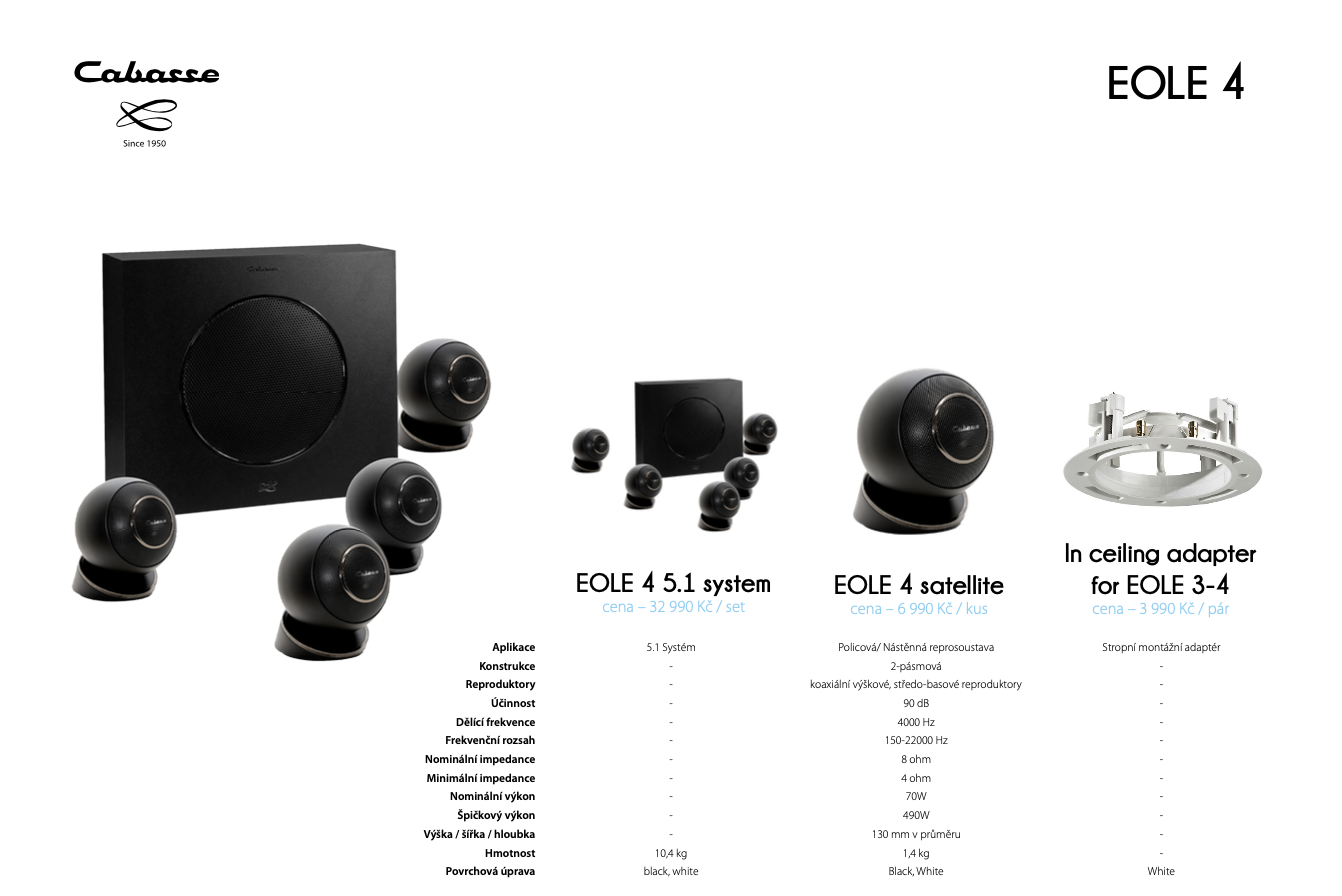 Cabasse EOLE 4 satelitní reproduktor - Set 5+1