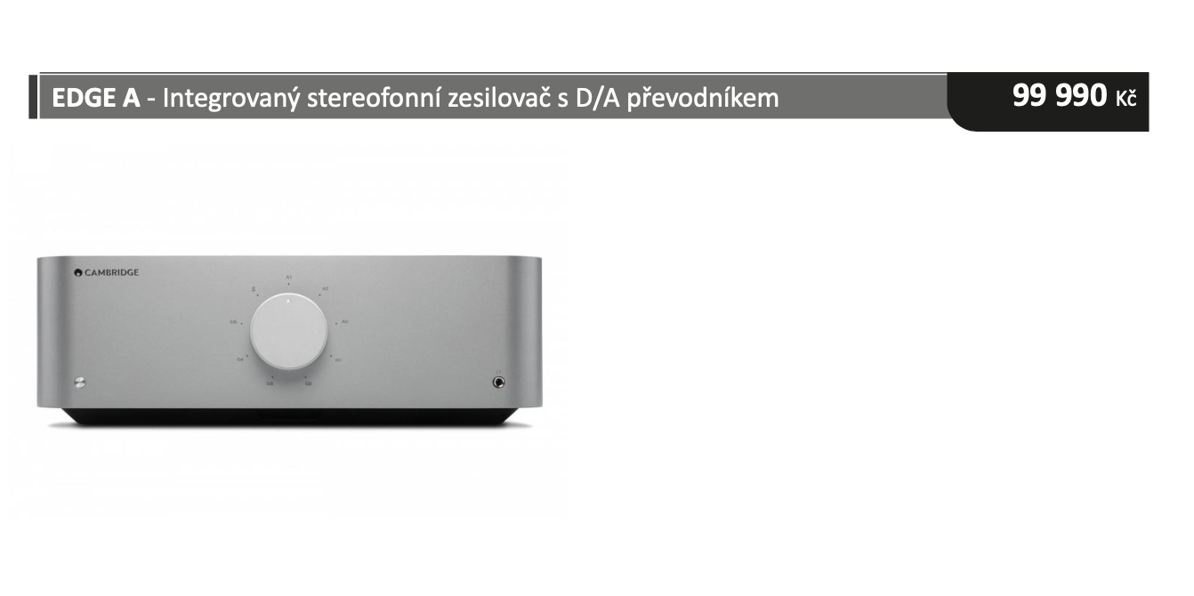 Cambridge EDGE A Integrovaný stereofonní zesilovač s D/A převodníkem
