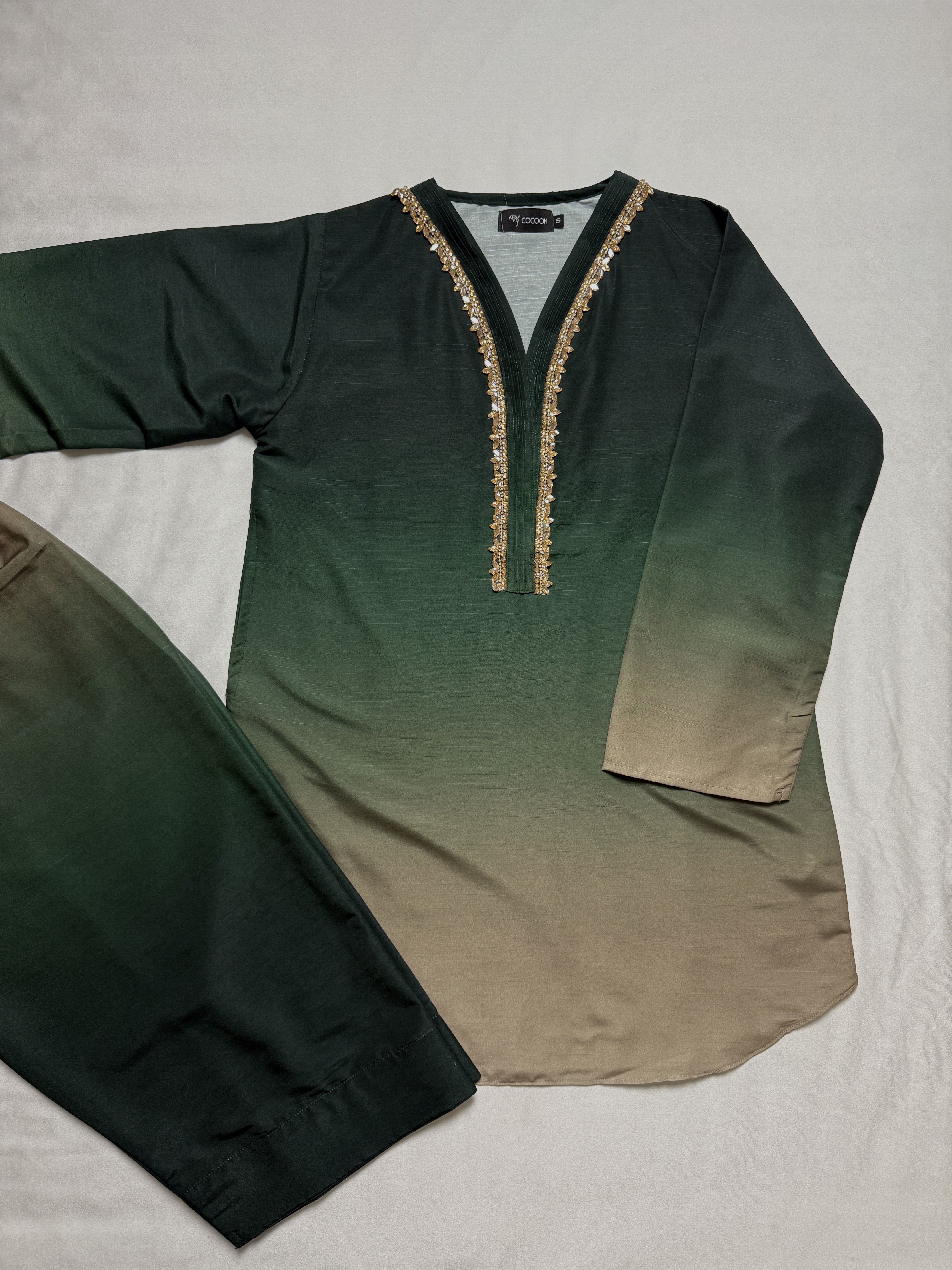 Farshi Shalwar - Green