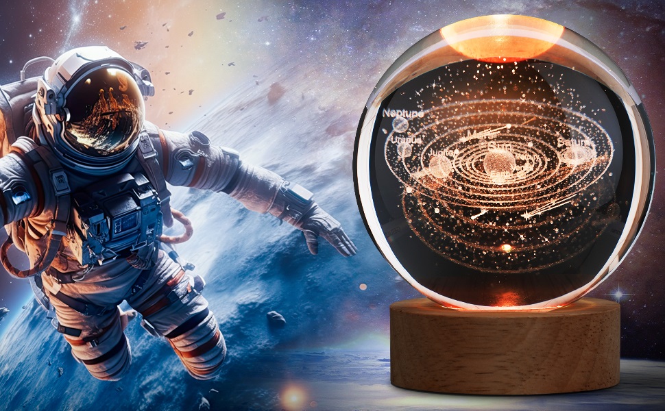 3D Solar System Crystal Ball Night Lamp 