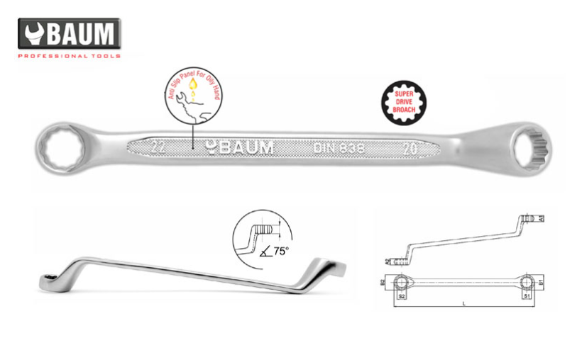 BAUM Art-23E BI-HEXAGON RING SPANNERS 