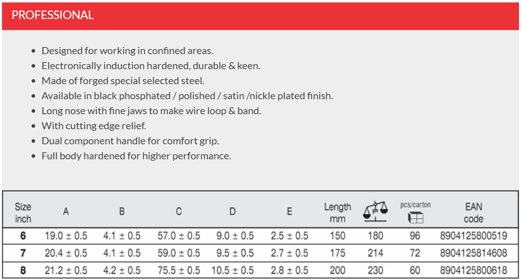 BAUM (ART-103DC) LONG NOSE PLIERS 