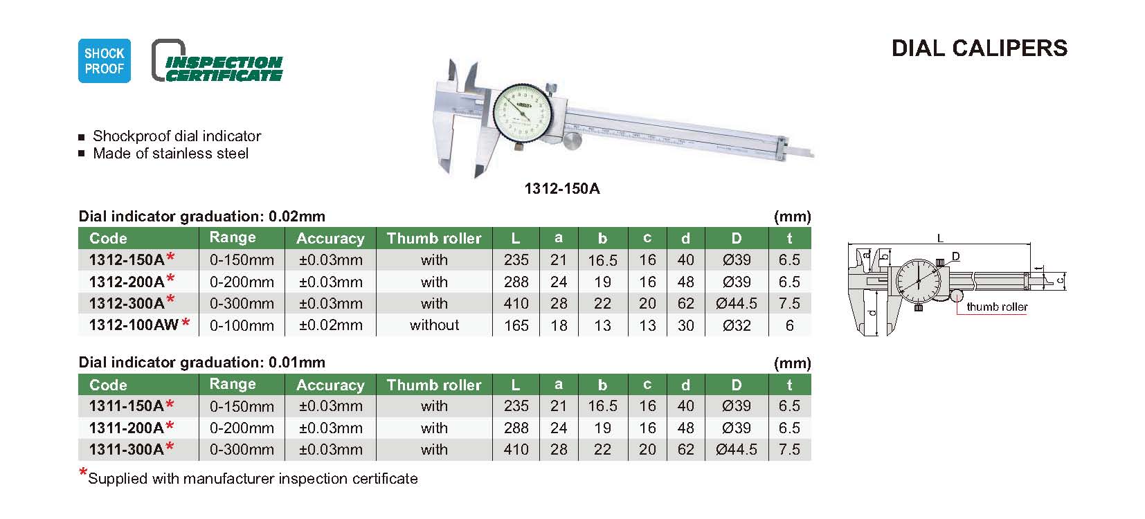 INSIZE Dial Calipers