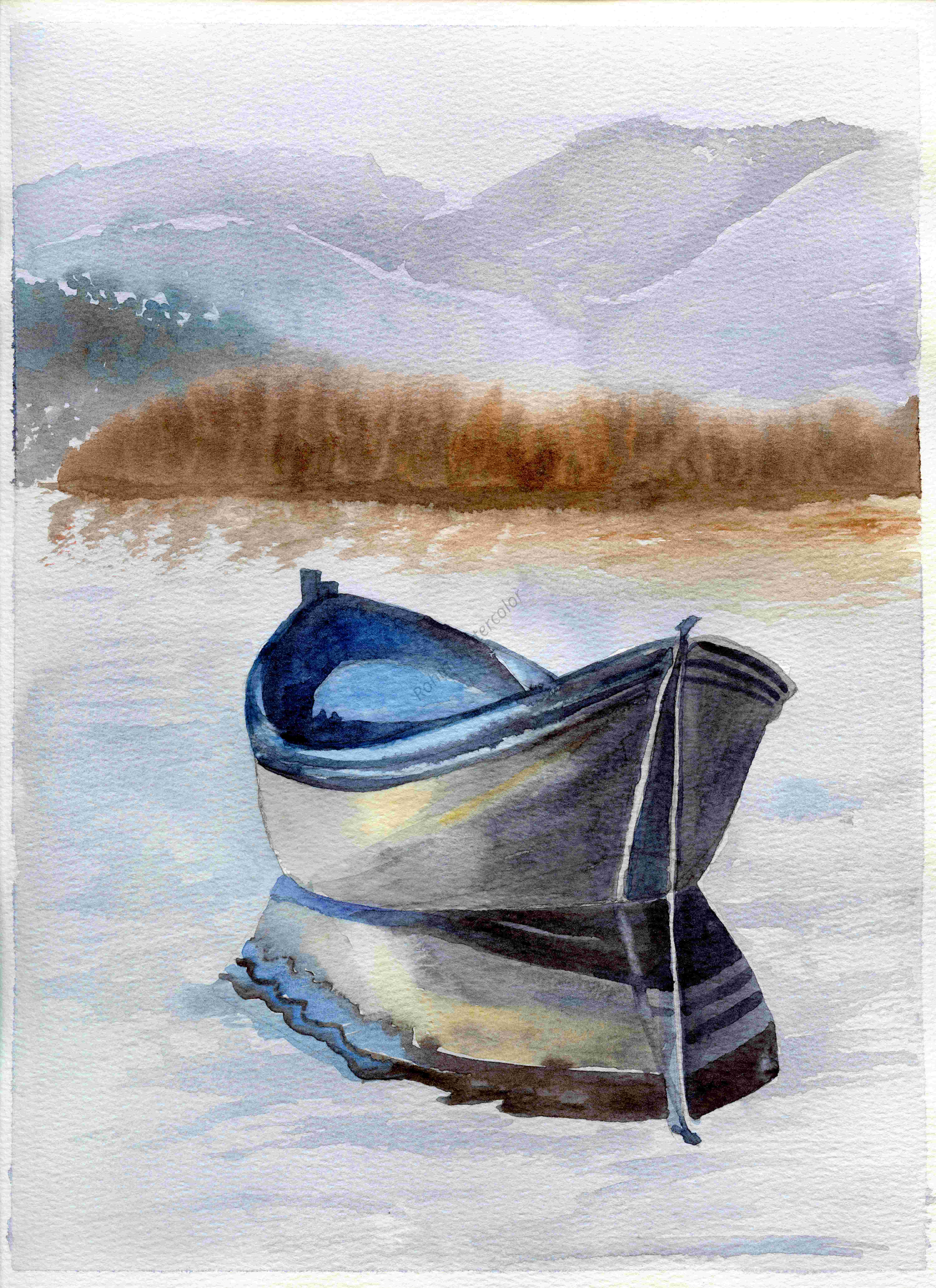 Watercolor Painting of a Boat - Print - 9 x 12