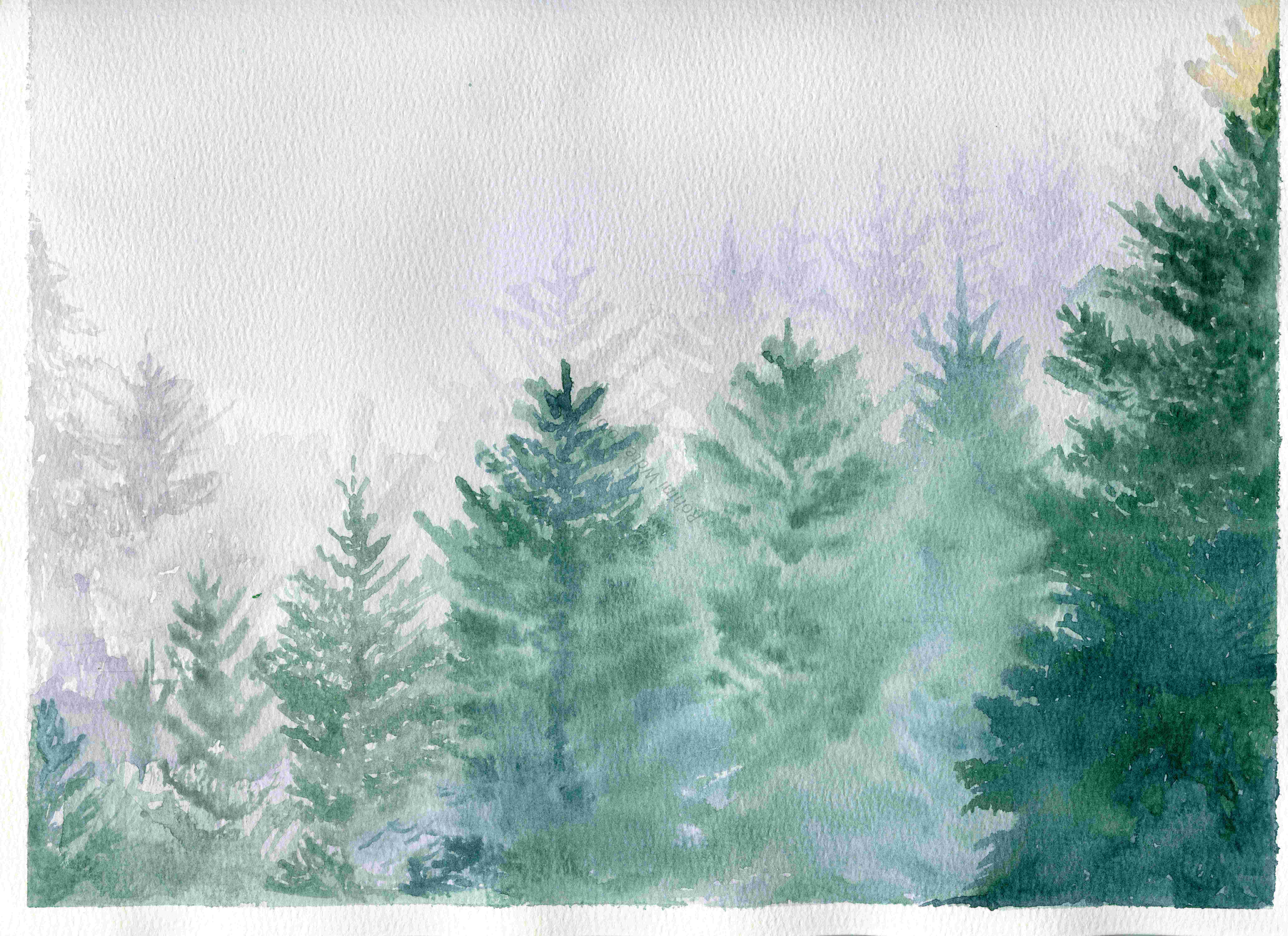 Watercolor Forest Painting
