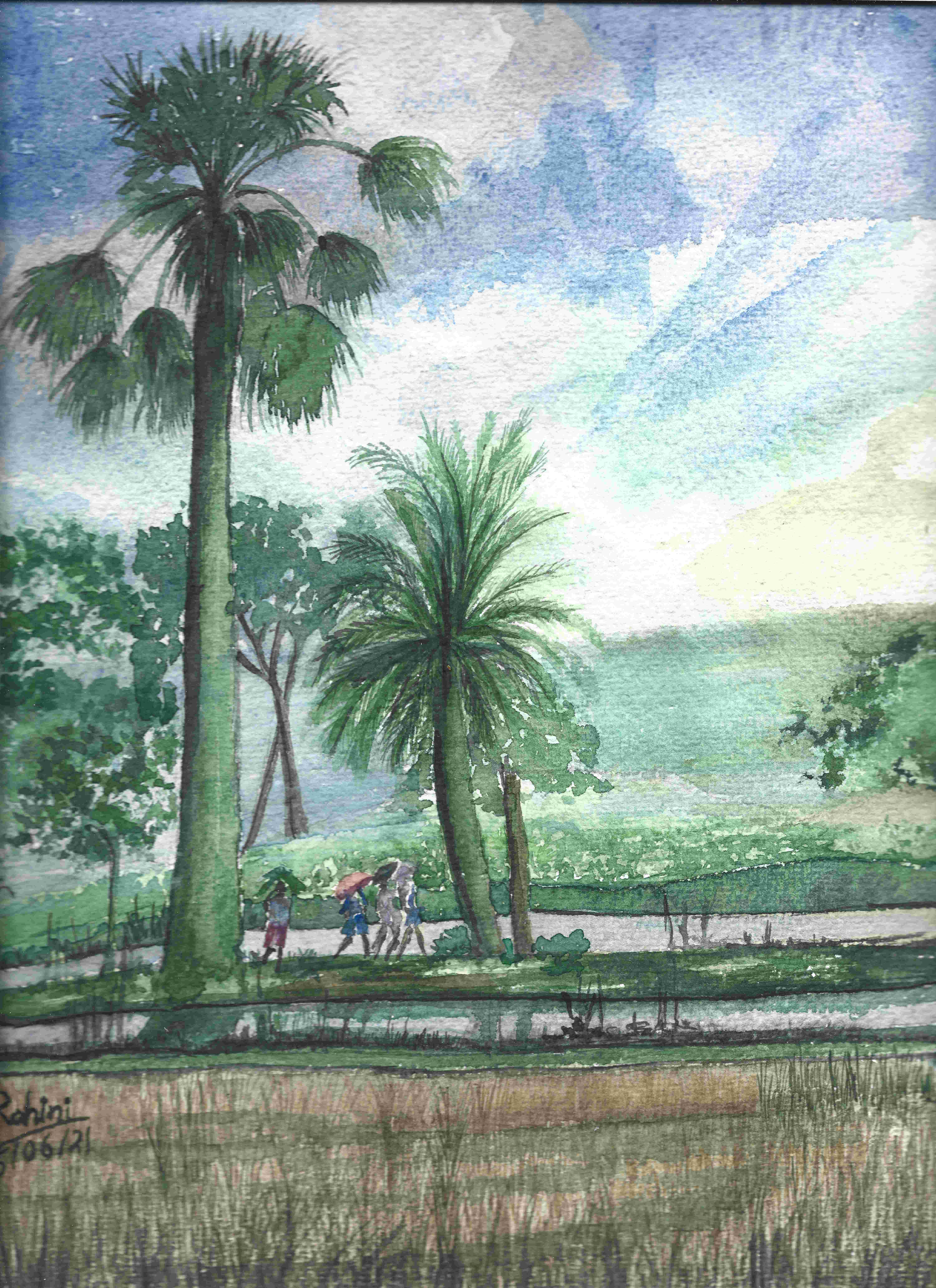 Hand-painted Tropical Landscape Painting