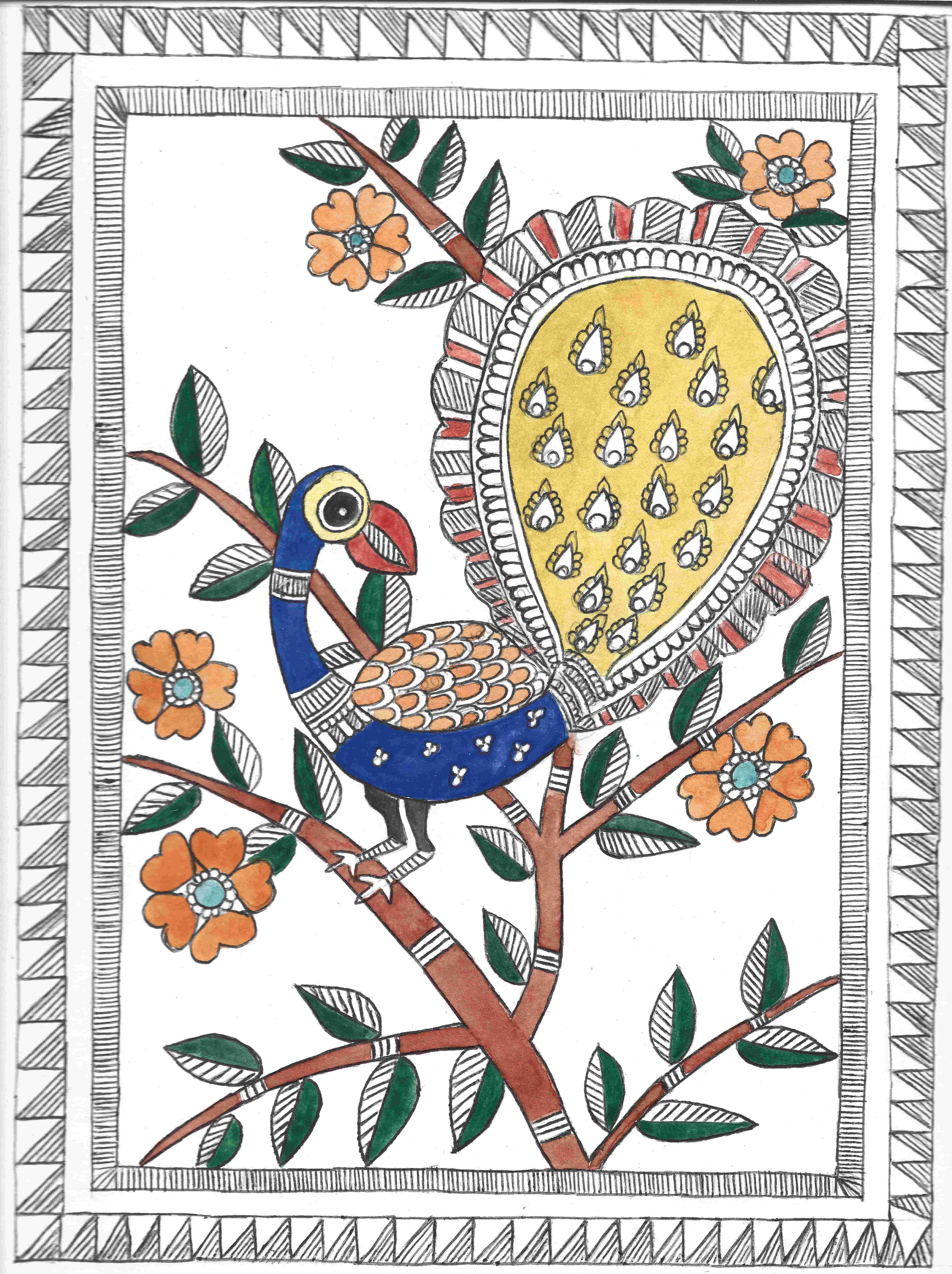 Madhubani Peacock Painting