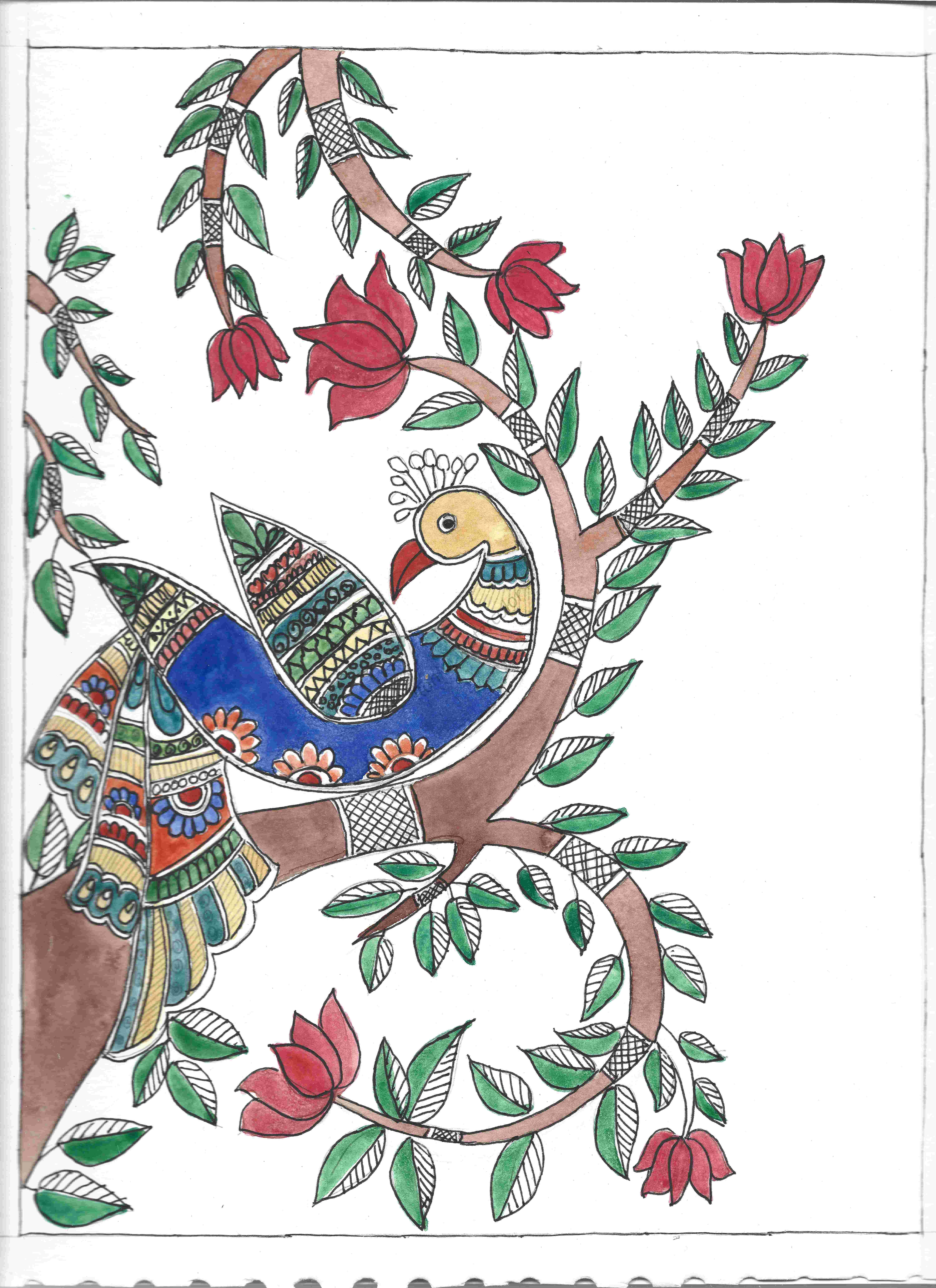Hand-Painted Peacock Artwork