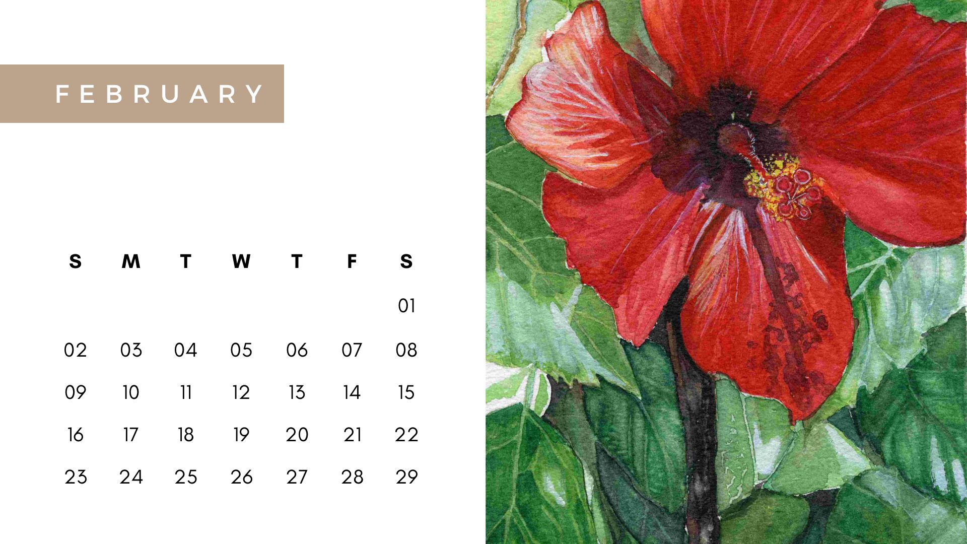 Floral Calendar 2025 - All Original Watercolor Paintings