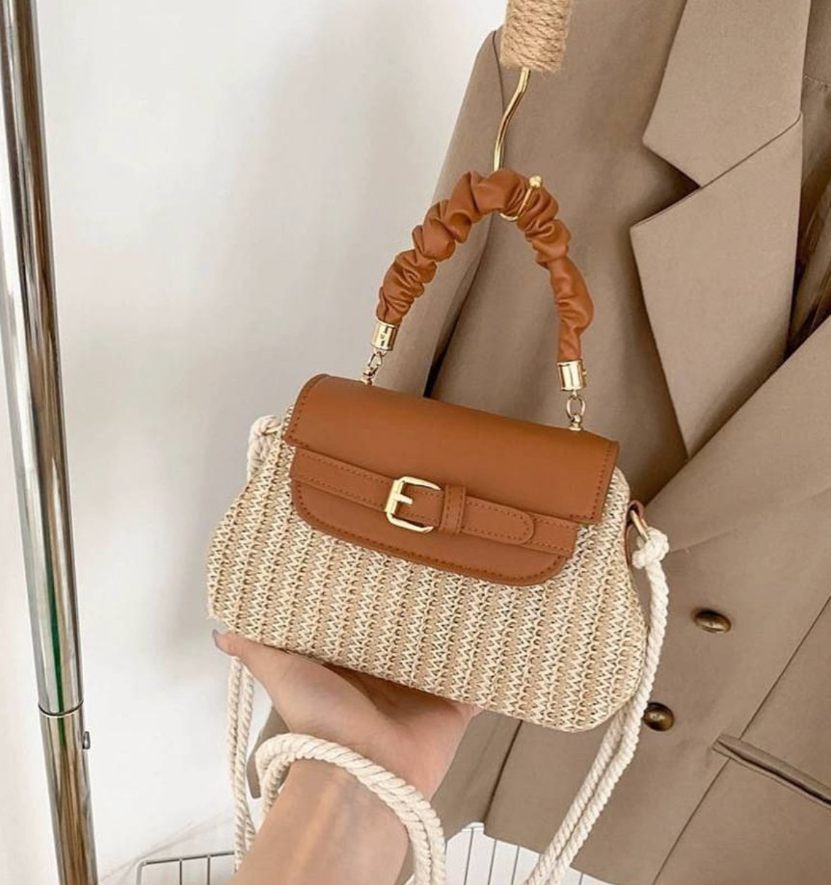 Sac en paille motif Ceinture