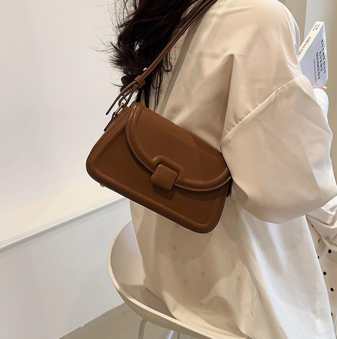 Sac Motif Caré à 2 Bandoulières 