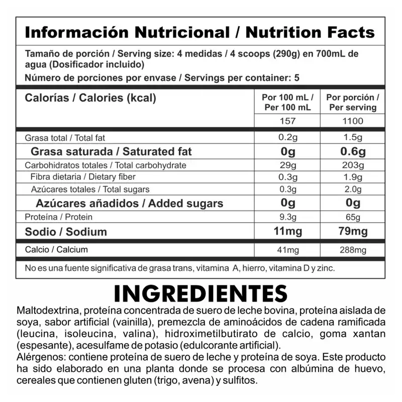 Gainz 3 lb - Proteína de suero de leche Hipercalórica