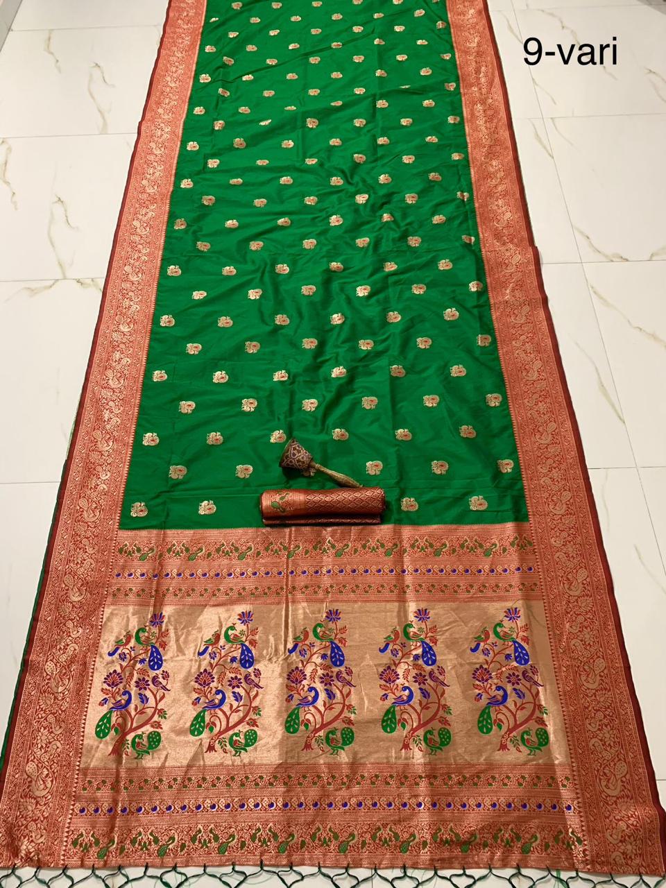 MINAKARI MUNIYA BORDER PAITHANI - 9 YARDS
