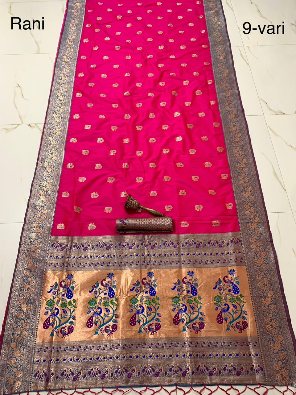 MINAKARI MUNIYA BORDER PAITHANI - 9 YARDS