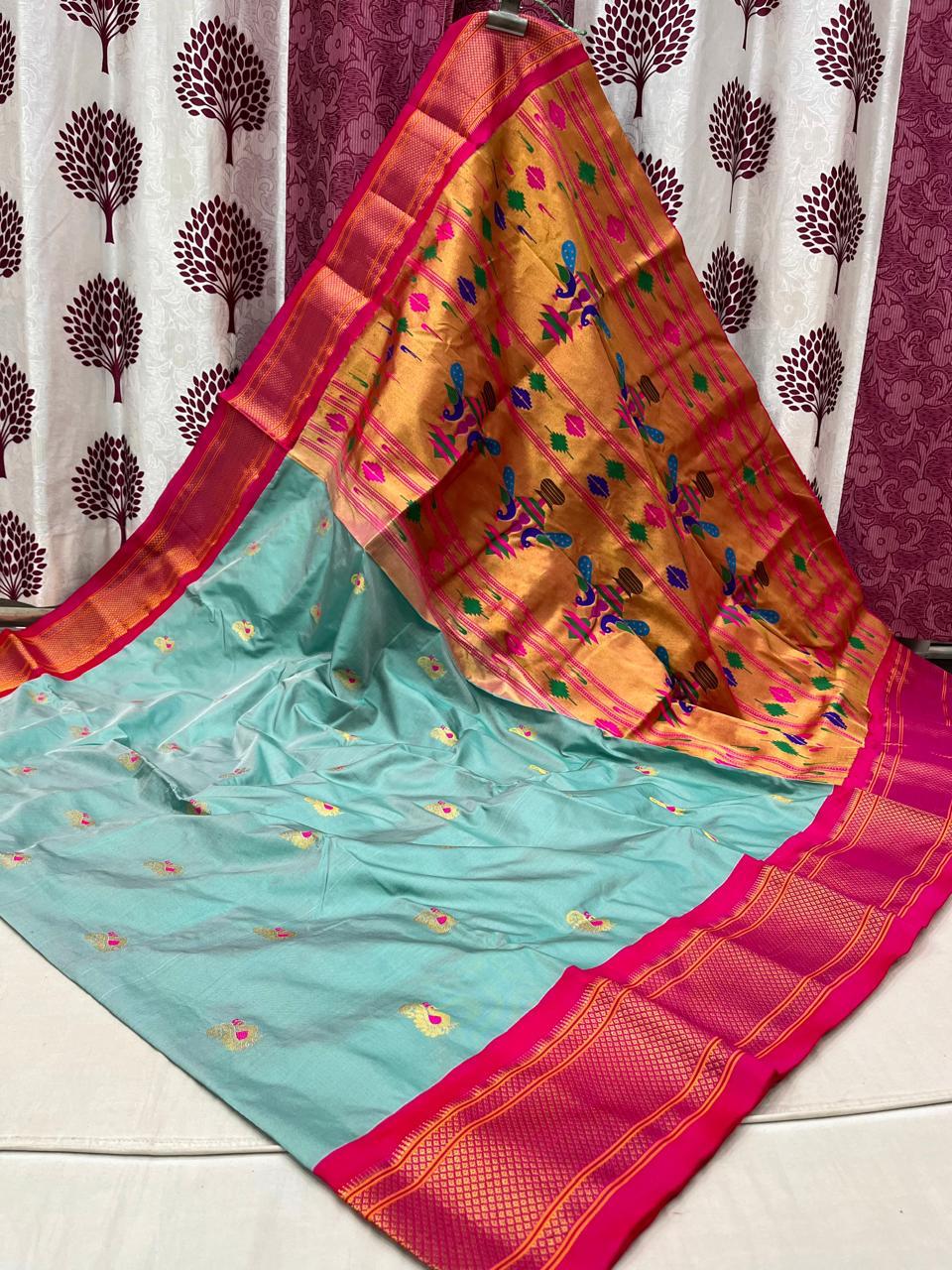 Pure Silk Kadiyal Border Paithani