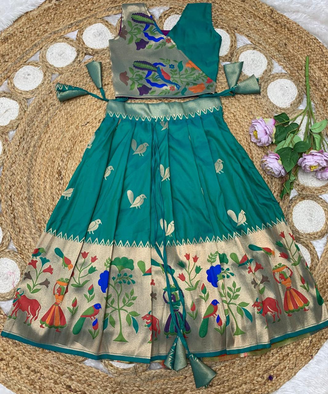 Kids Paithani Silk Lehenga