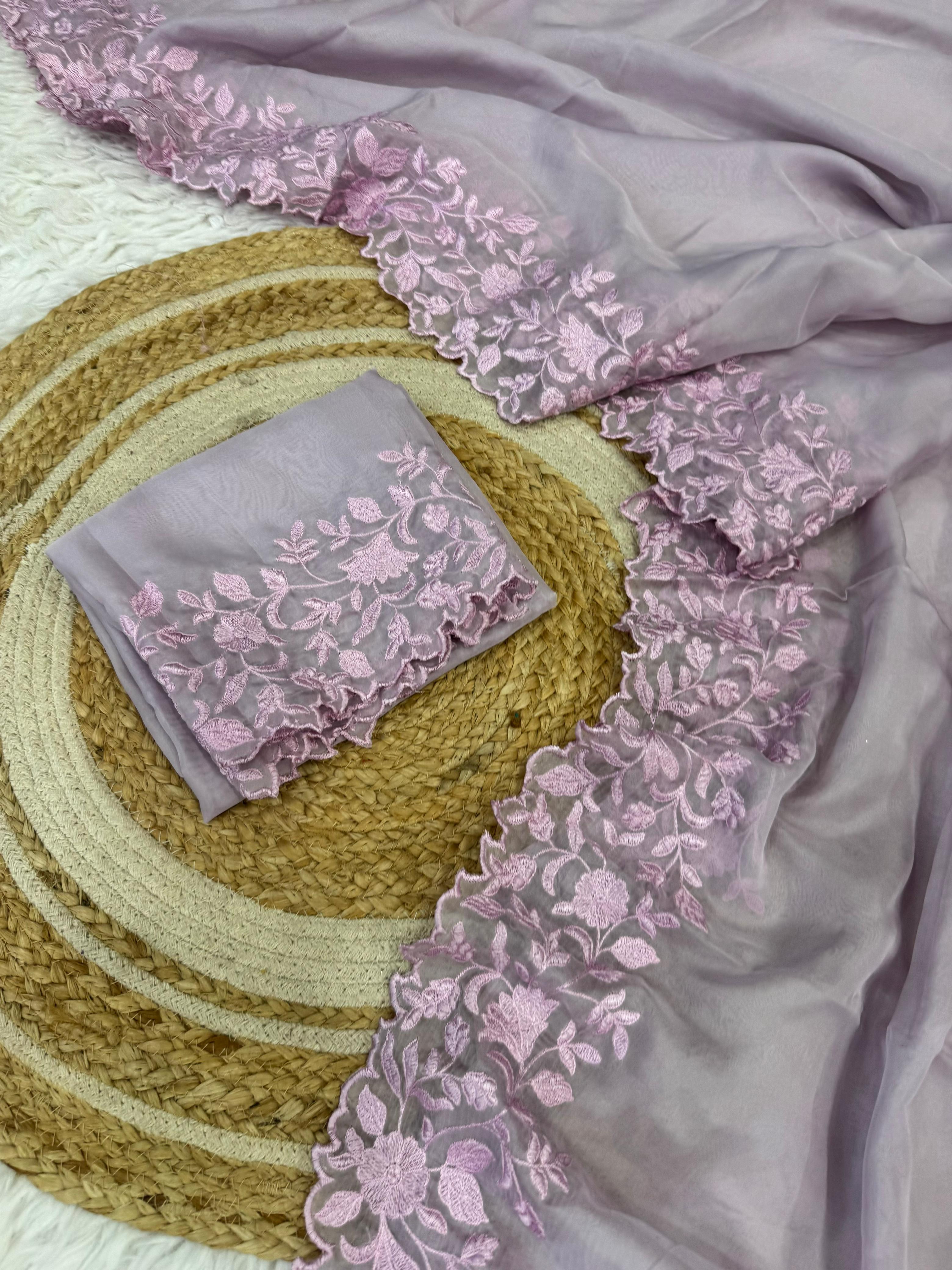 Embroidery Work Chiffon Saree