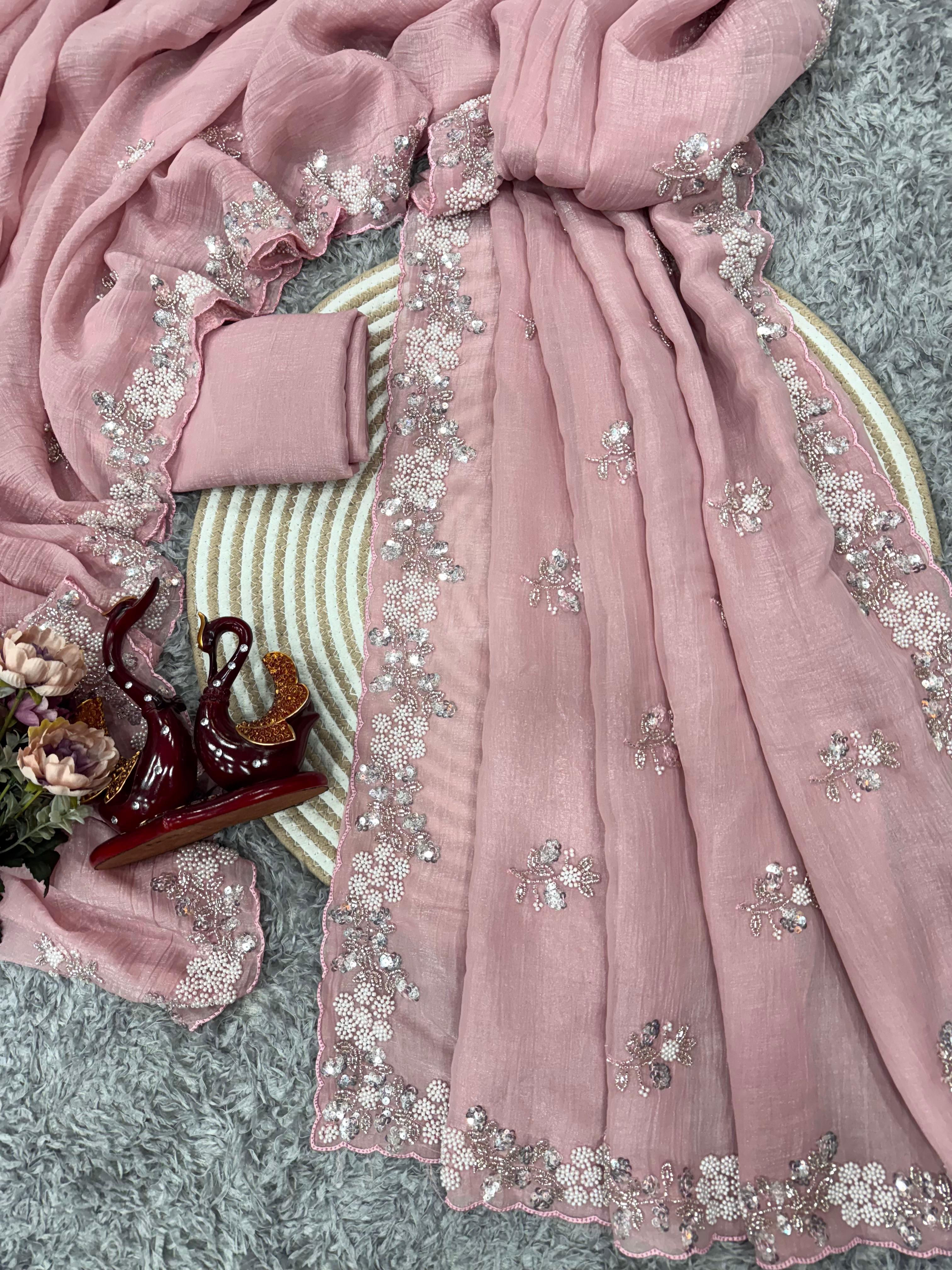 An Exclusive Designer Saree in Pink