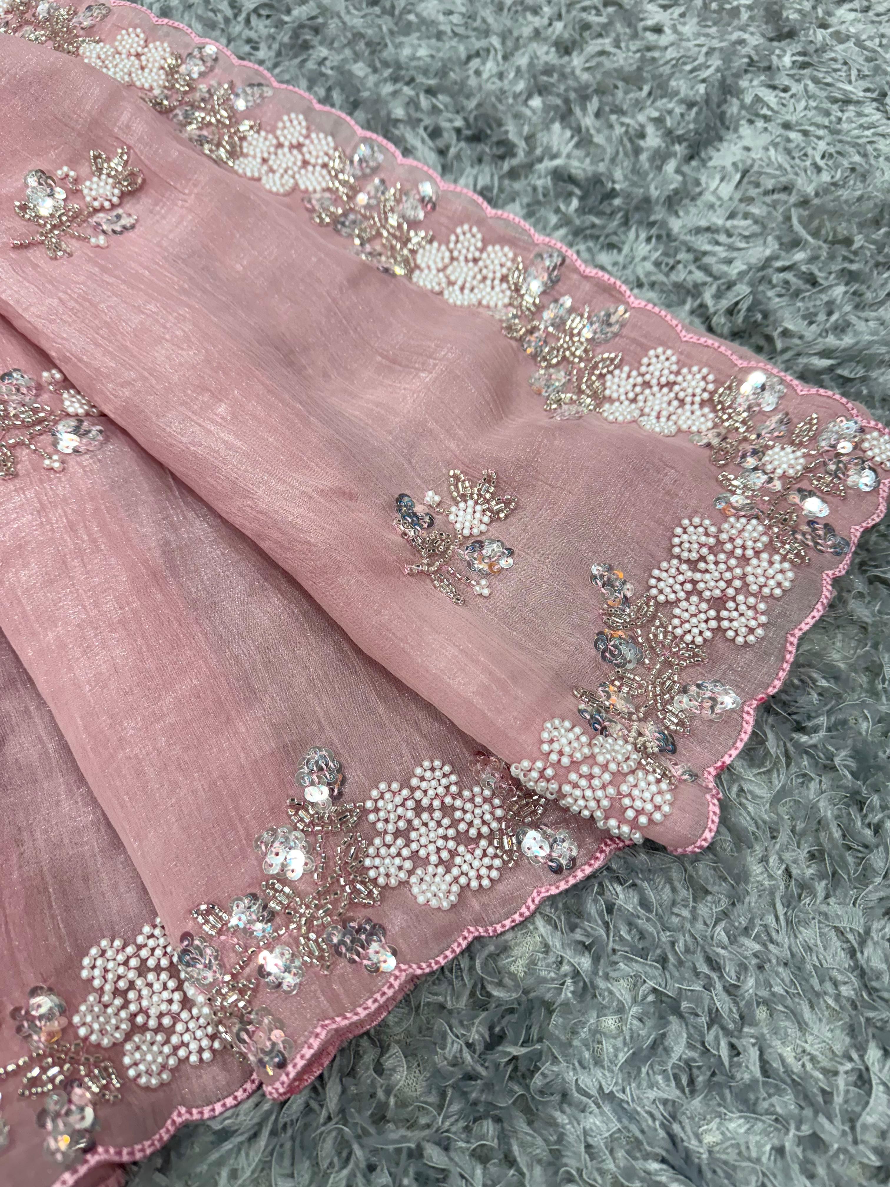 An Exclusive Designer Saree in Pink