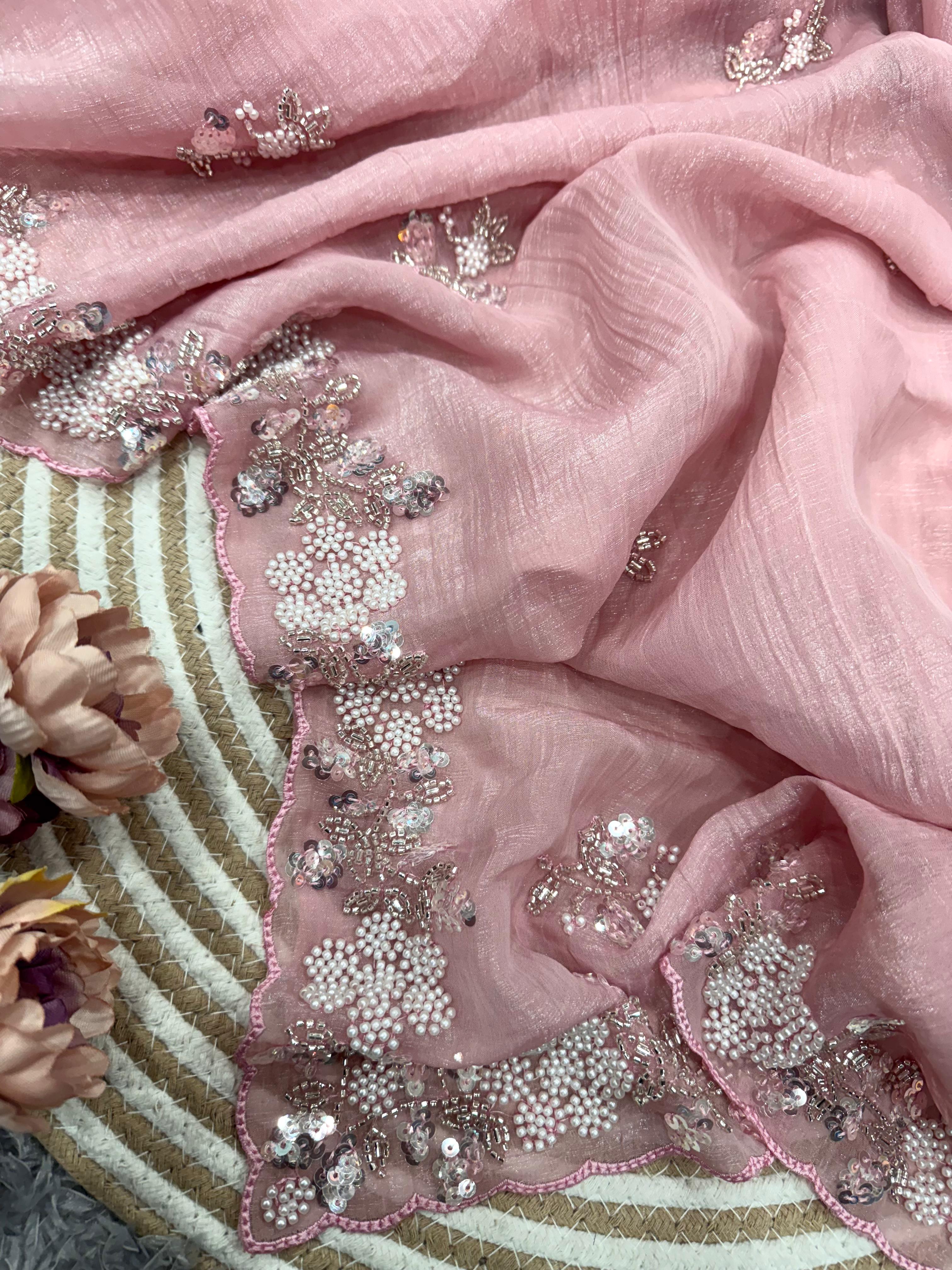 An Exclusive Designer Saree in Pink