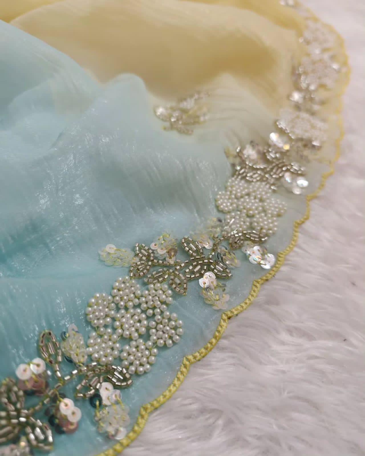 Sequins Moti Work Crush Saree