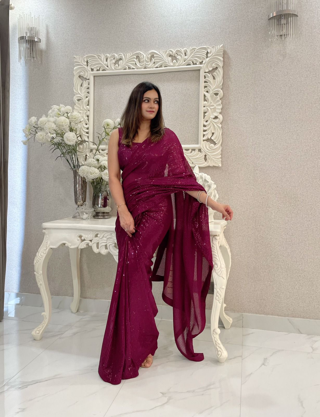 Premium Georgette Sequence Saree