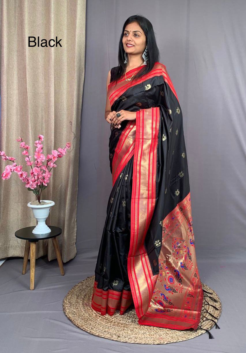 Peacock Butti Paithani Saree