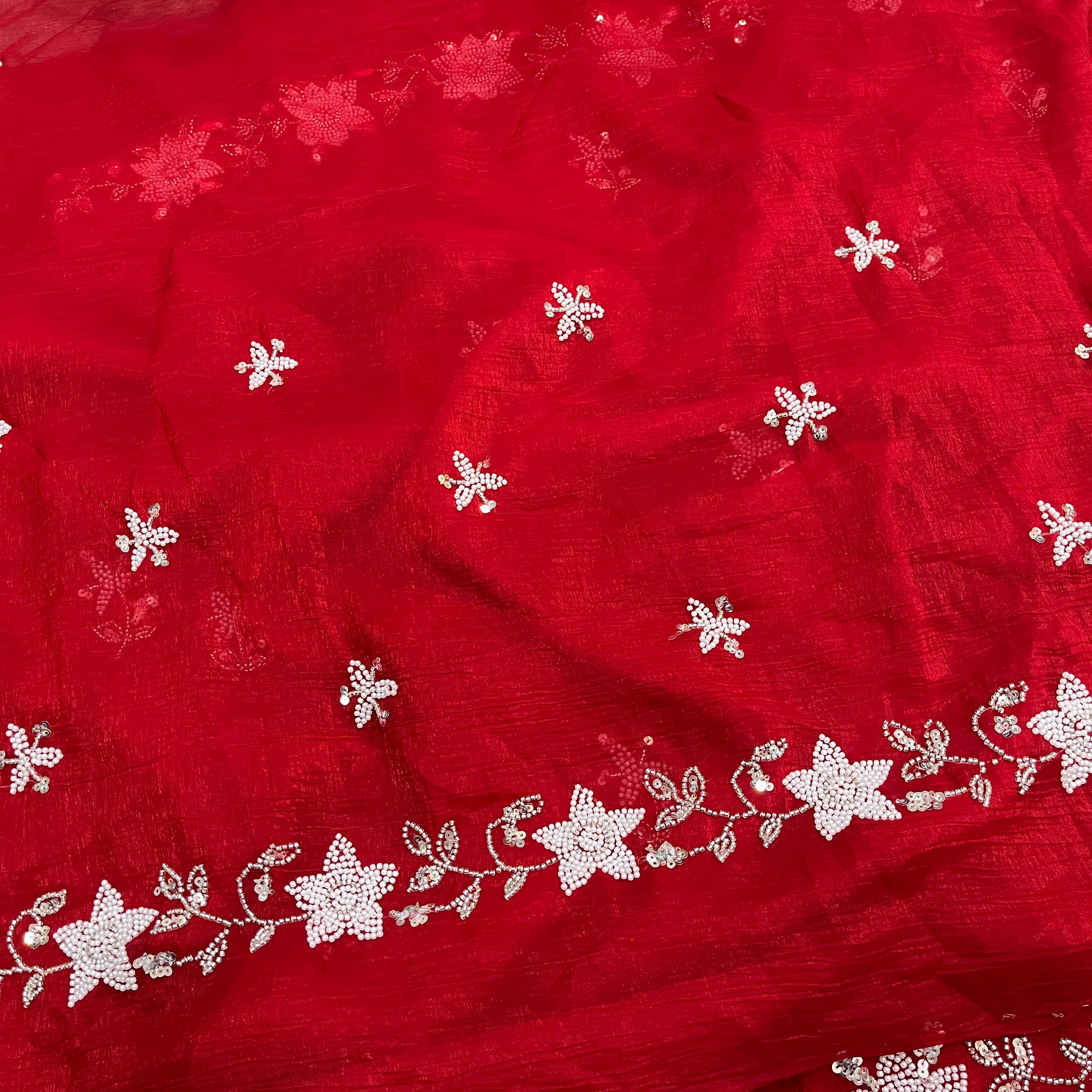 Beautiful Sugar Beeds With Sequins Saree Collection