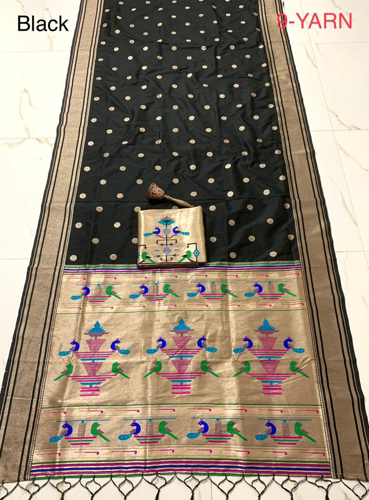 Minakari Kadiyal Border Nauvari Saree (9 Yards)